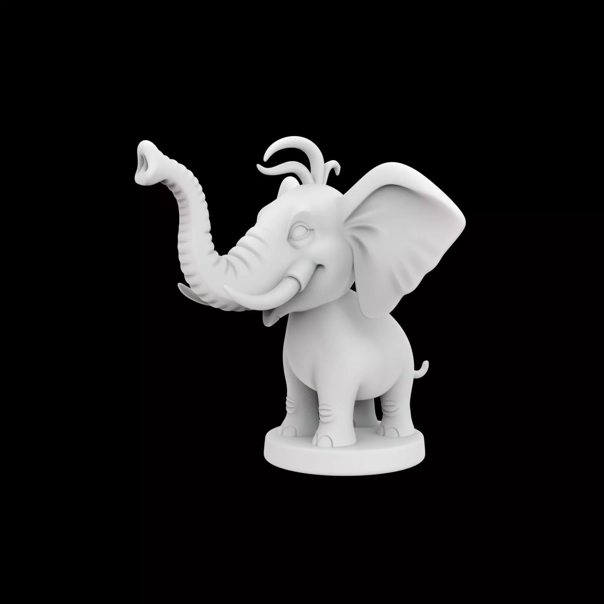 Cartoon Elephant Figurine 3D Print Model 3D print model_2