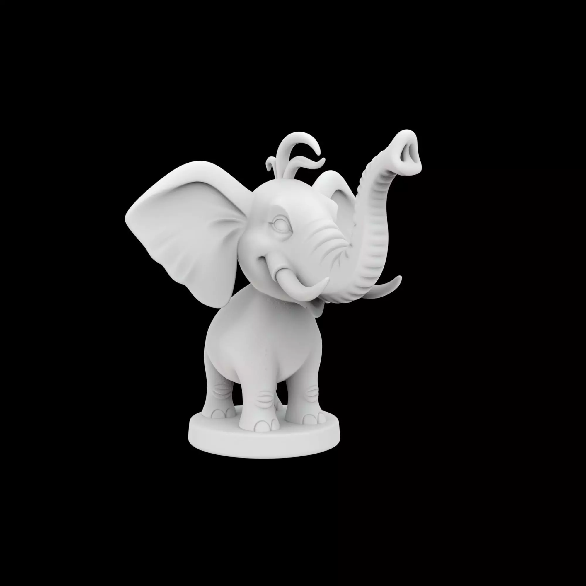 Cartoon Elephant Figurine 3D Print Model 3D print model_1