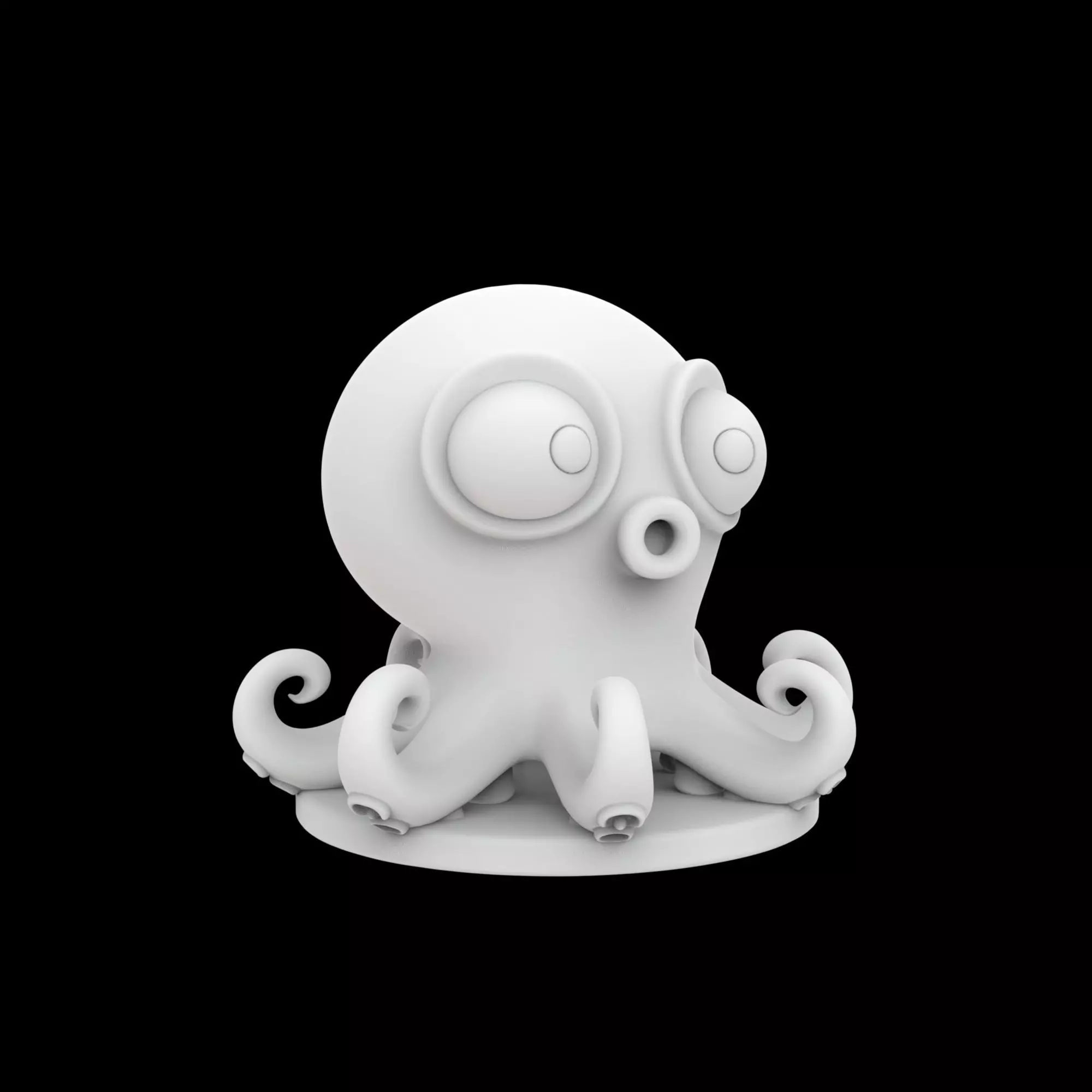 Cartoon Octopus Figurine 3D Print Model 3D print model_1