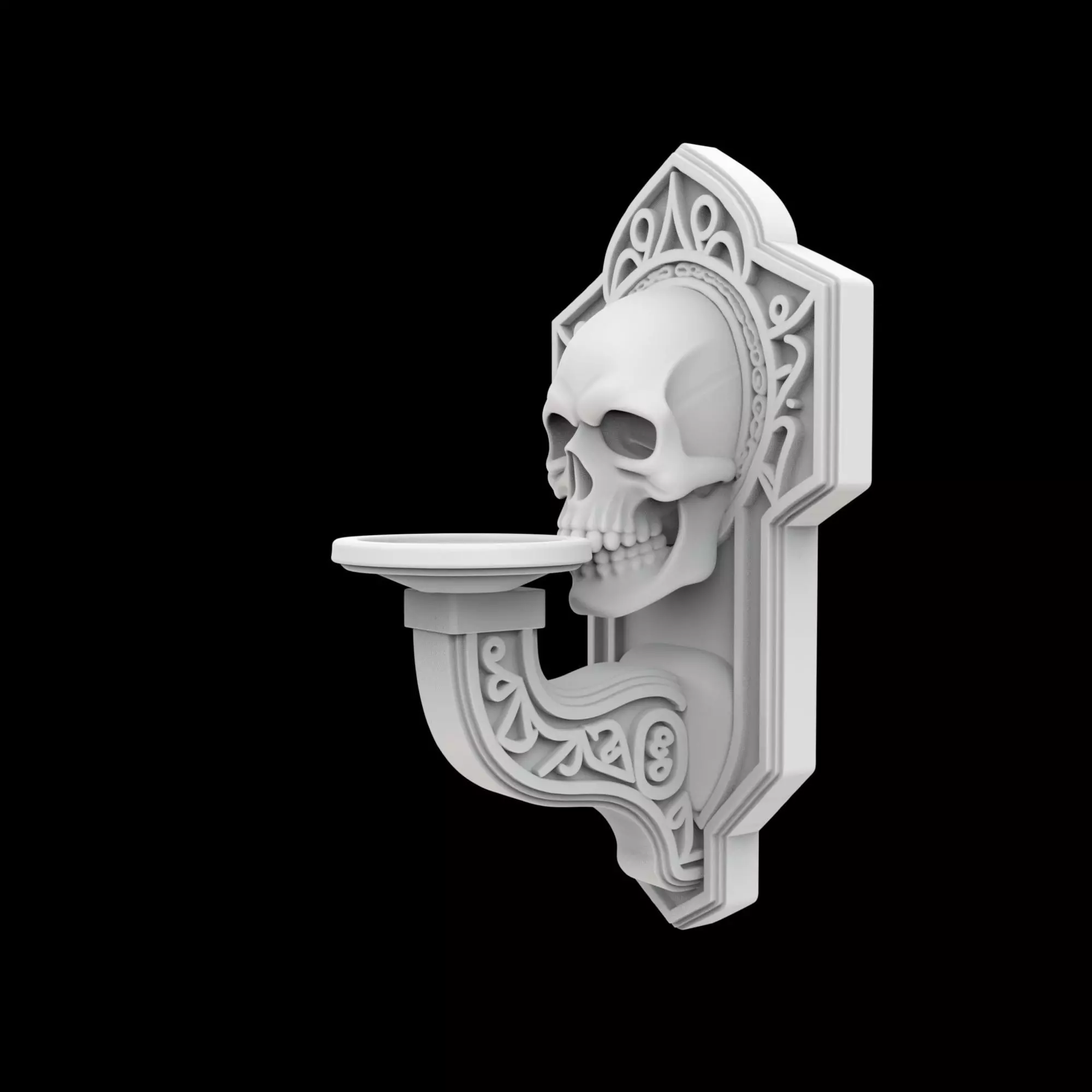 Gothic Skull Candle Sconce 3D Print Model 3D print model_2