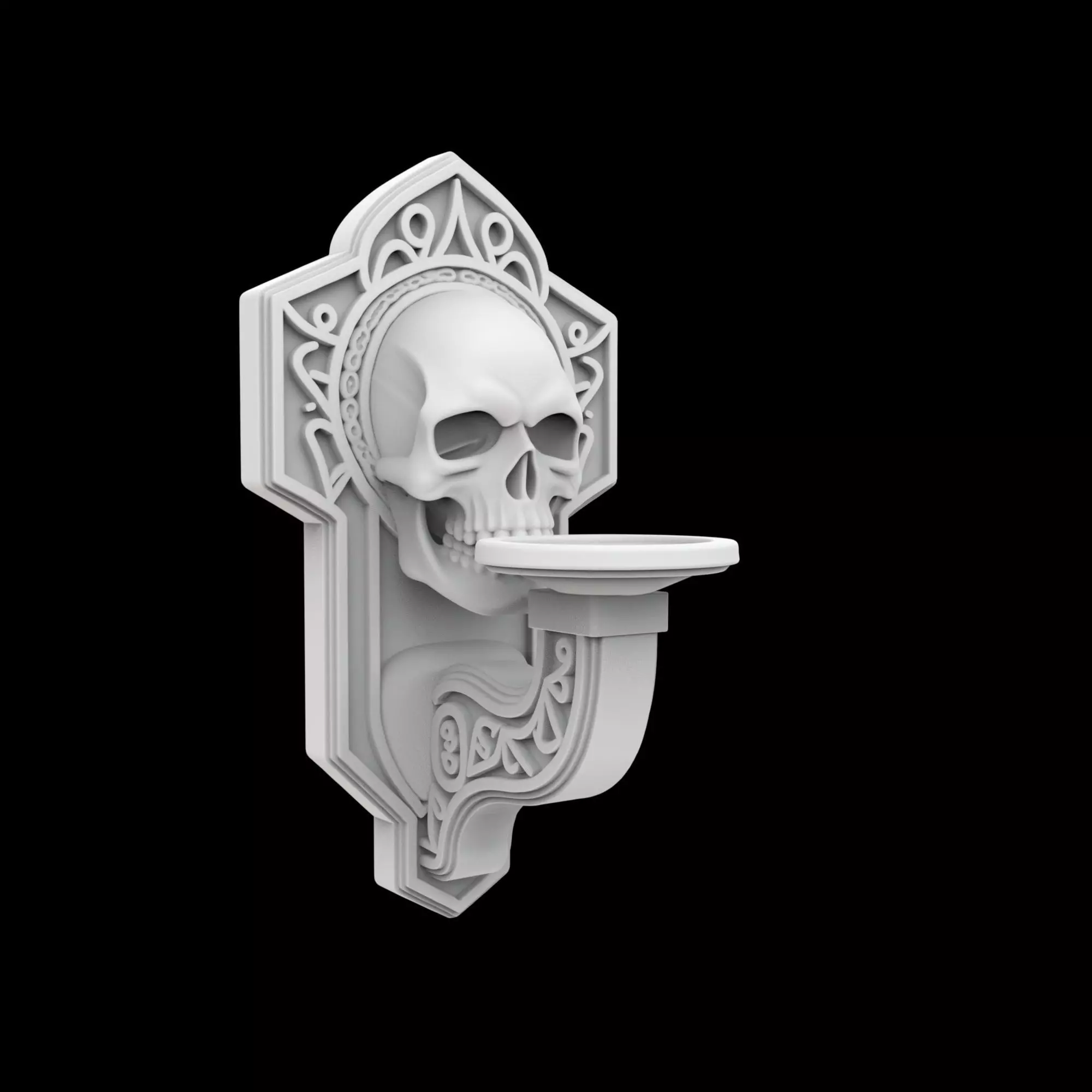 Gothic Skull Candle Sconce 3D Print Model 3D print model_1