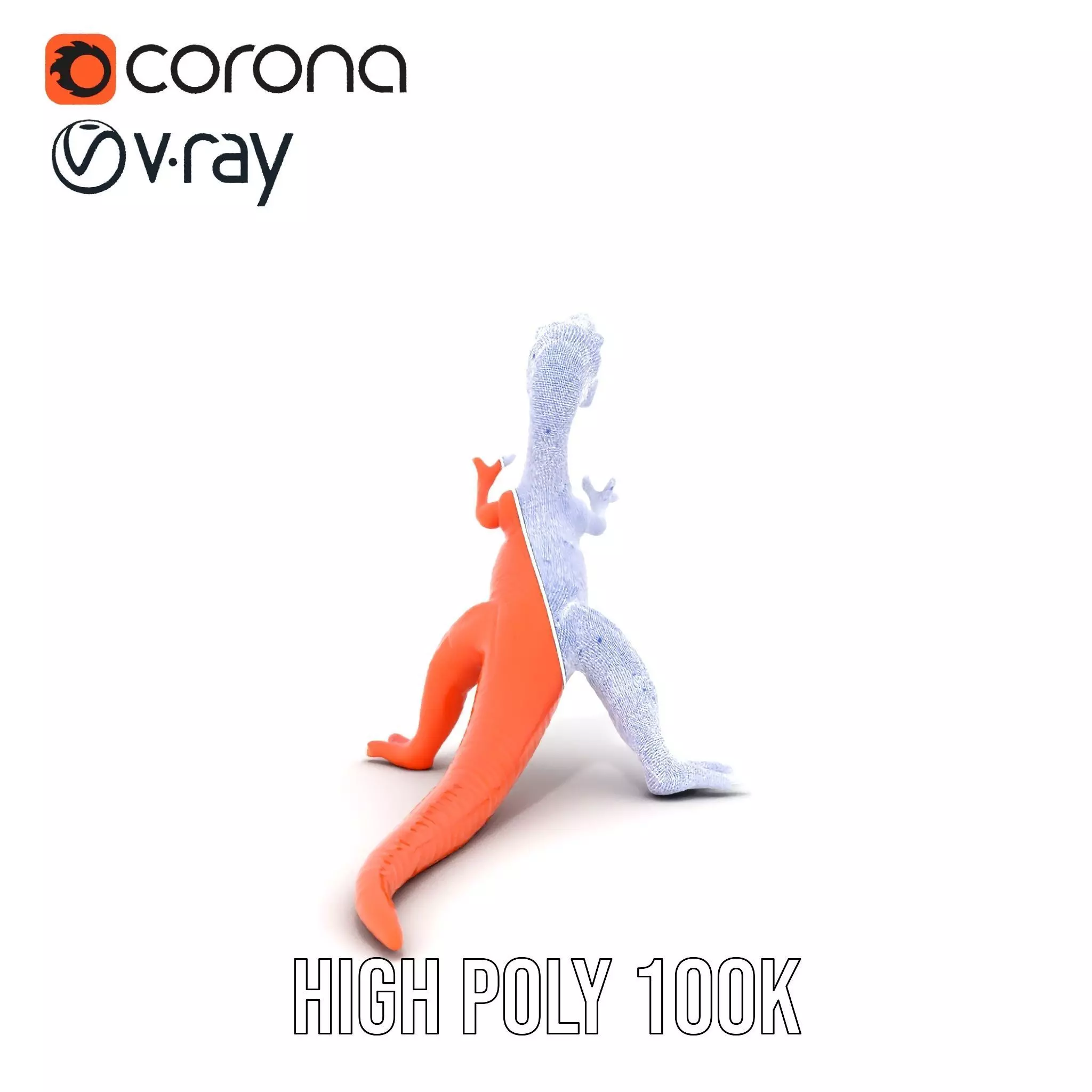 Orange Dinosaur Figure model pack Low-poly 3D model_26