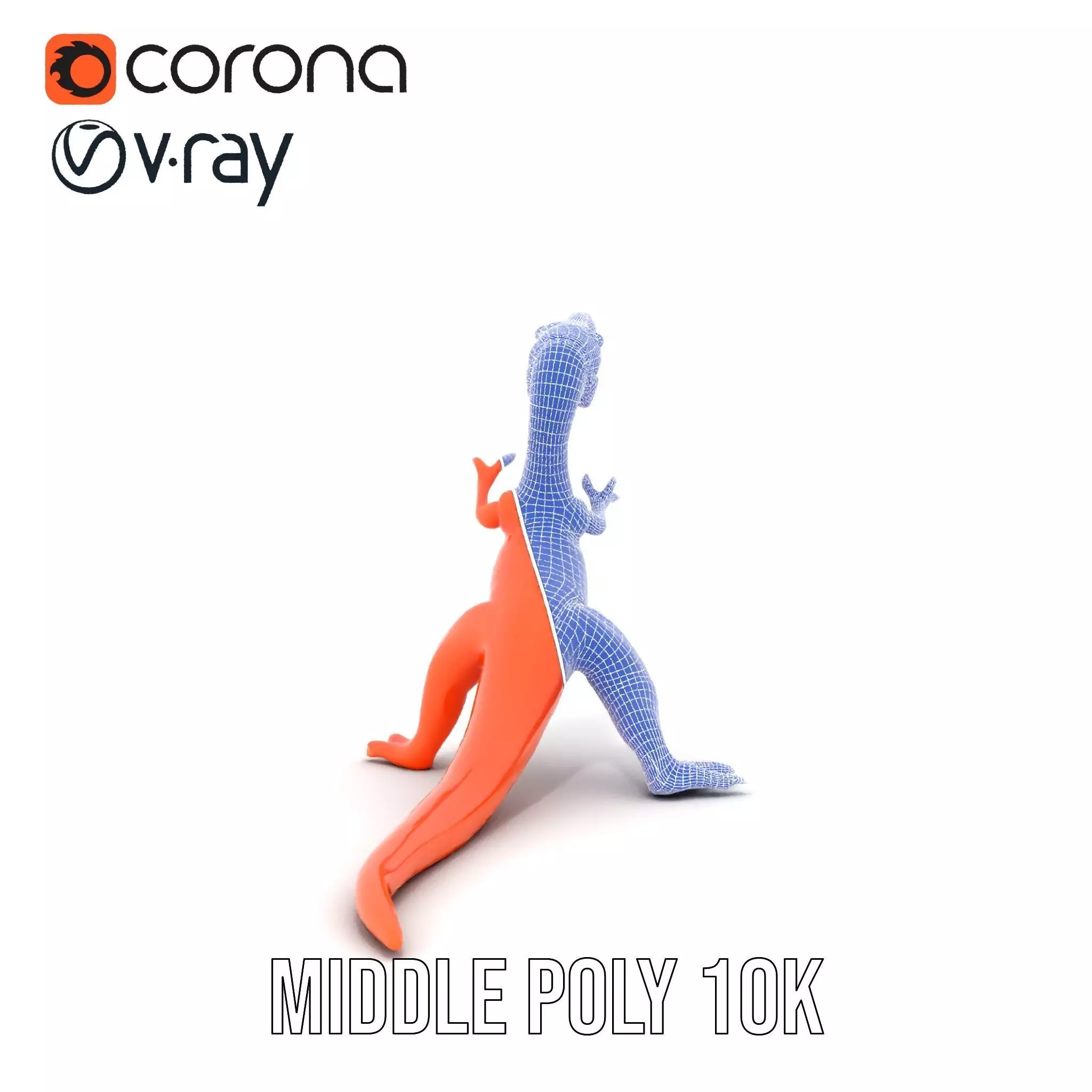 Orange Dinosaur Figure model pack Low-poly 3D model_29