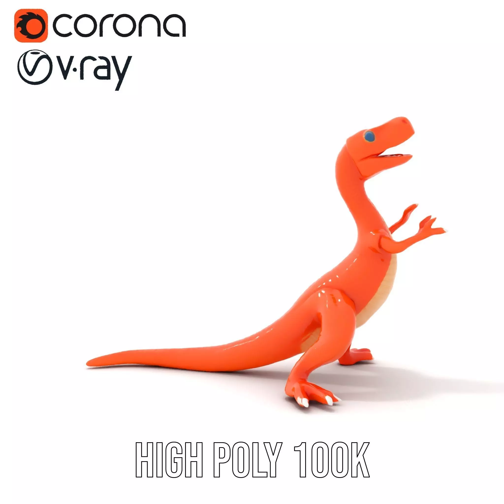 Orange Dinosaur Figure model pack Low-poly 3D model_15