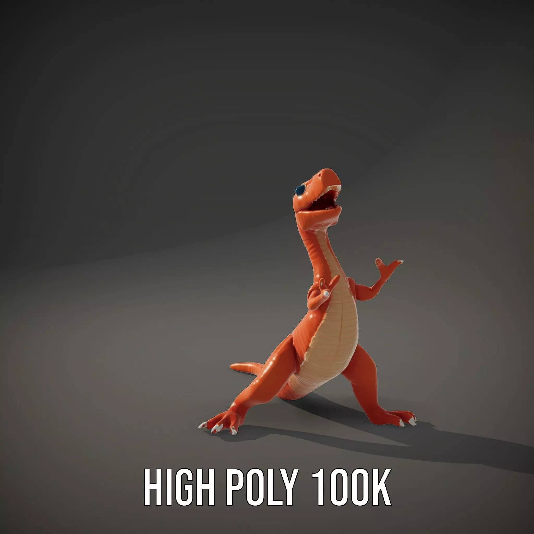Orange Dinosaur Figure model pack Low-poly 3D model_34