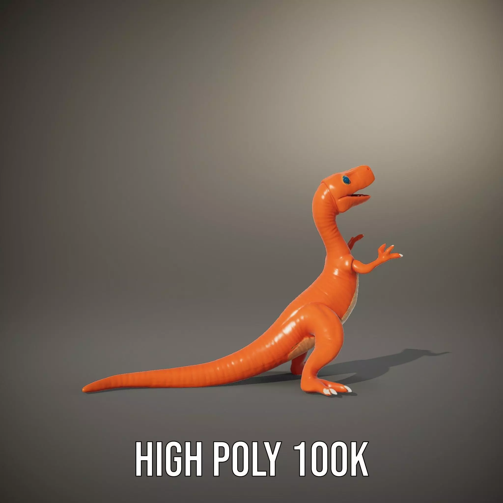 Orange Dinosaur Figure model pack Low-poly 3D model_8