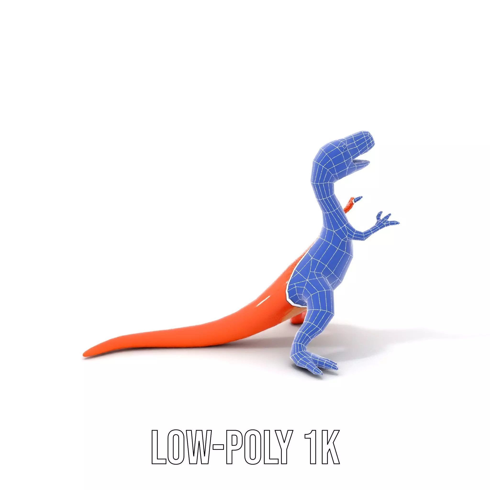 Orange Dinosaur Figure model pack Low-poly 3D model_11