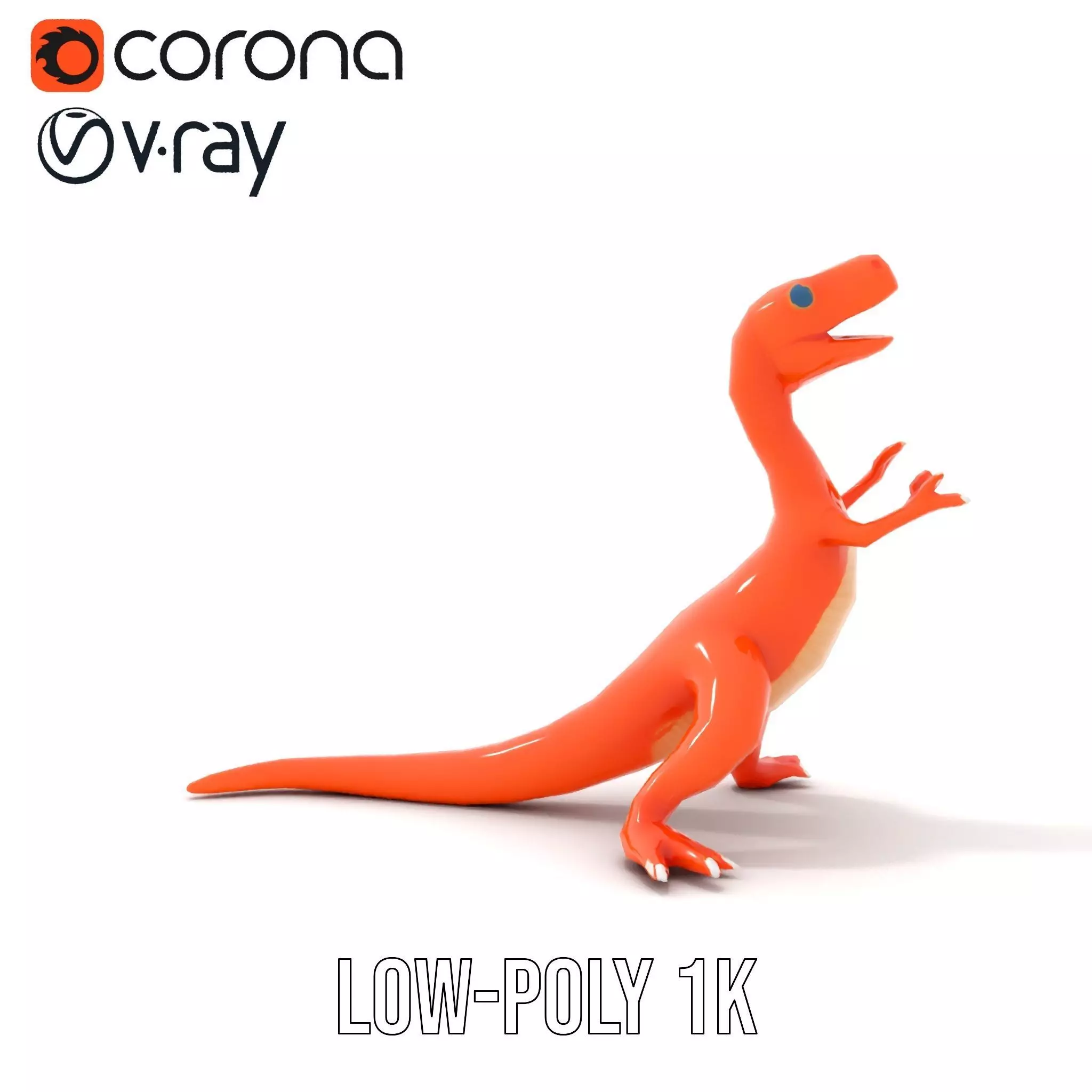 Orange Dinosaur Figure model pack Low-poly 3D model_22