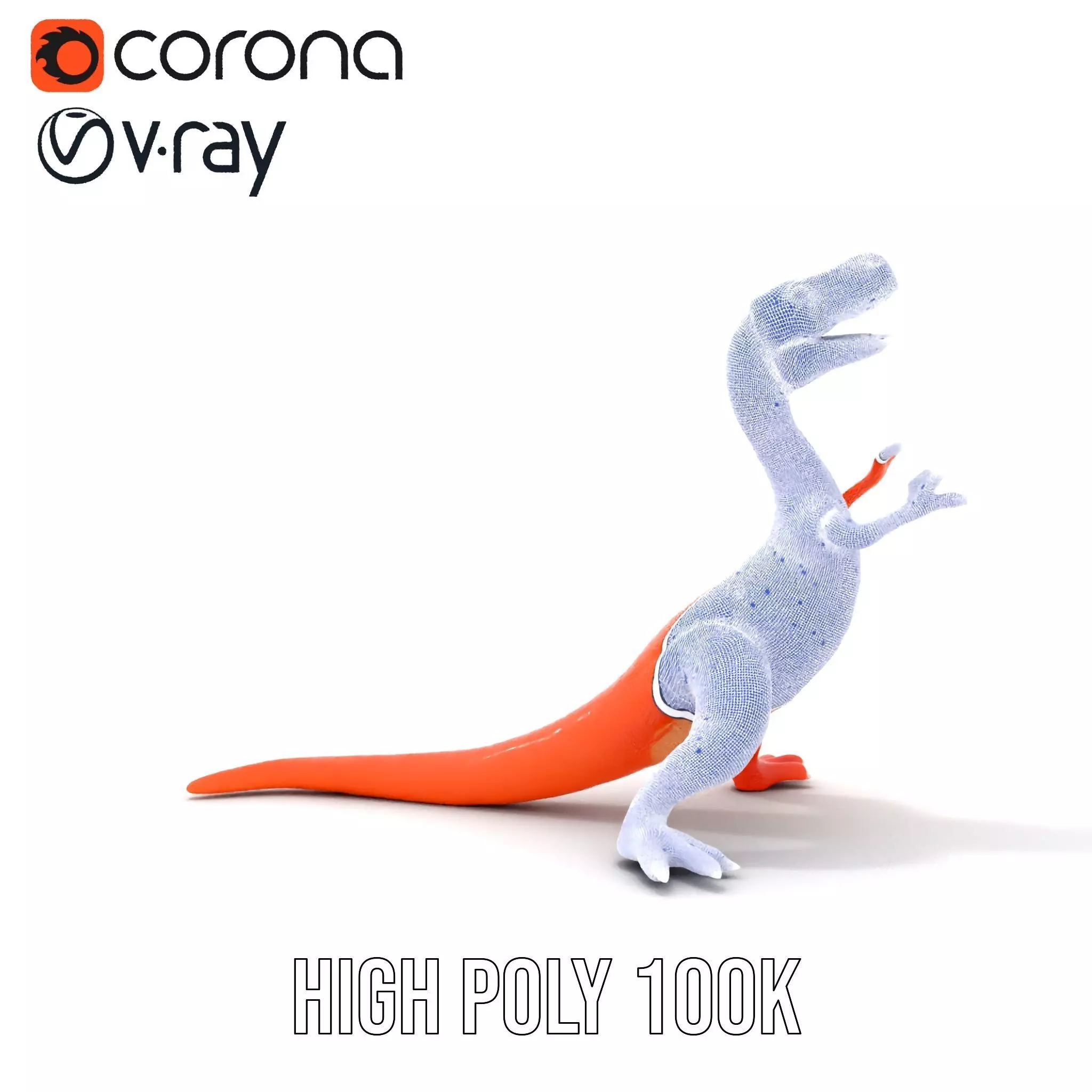 Orange Dinosaur Figure model pack Low-poly 3D model_33