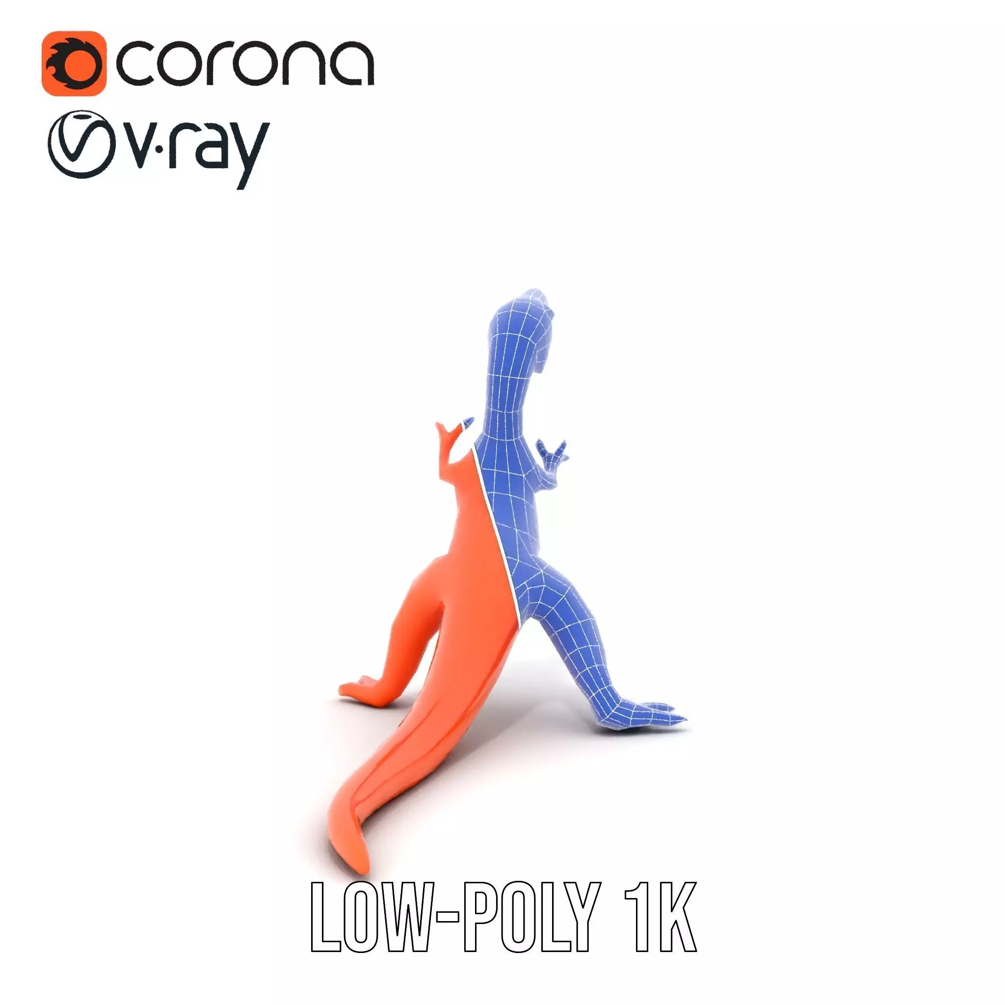 Orange Dinosaur Figure model pack Low-poly 3D model_25