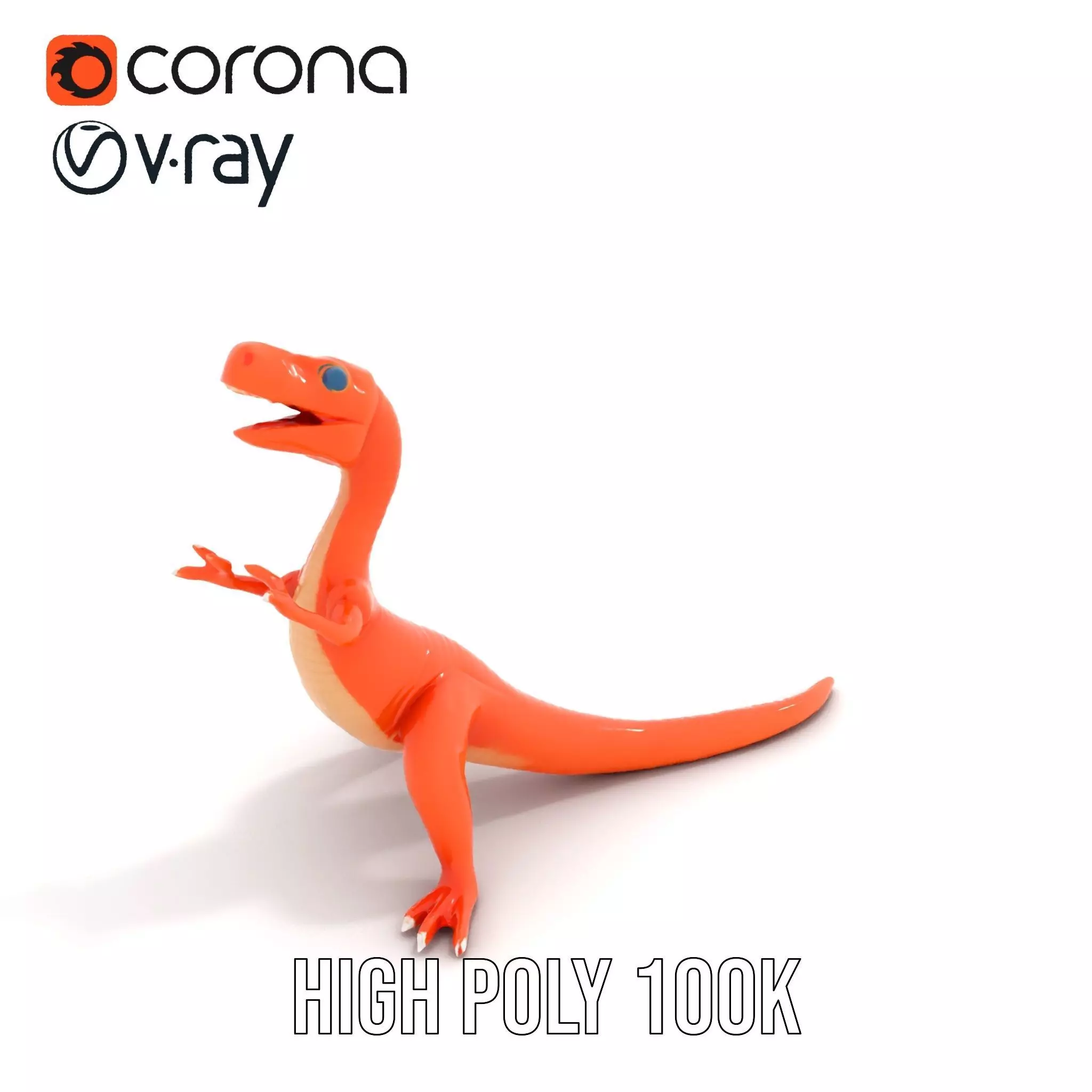 Orange Dinosaur Figure model pack Low-poly 3D model_20