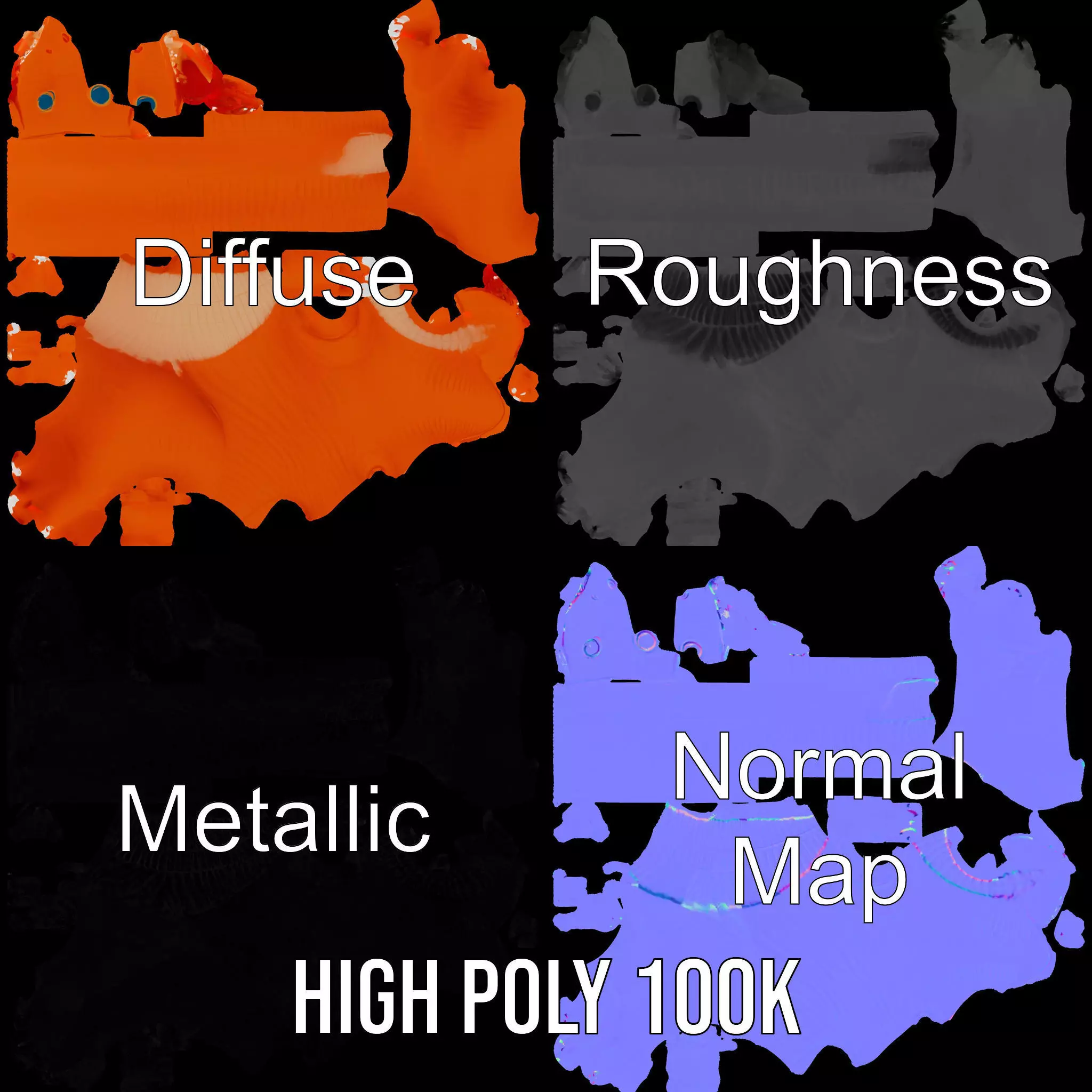 Orange Dinosaur Figure model pack Low-poly 3D model_3