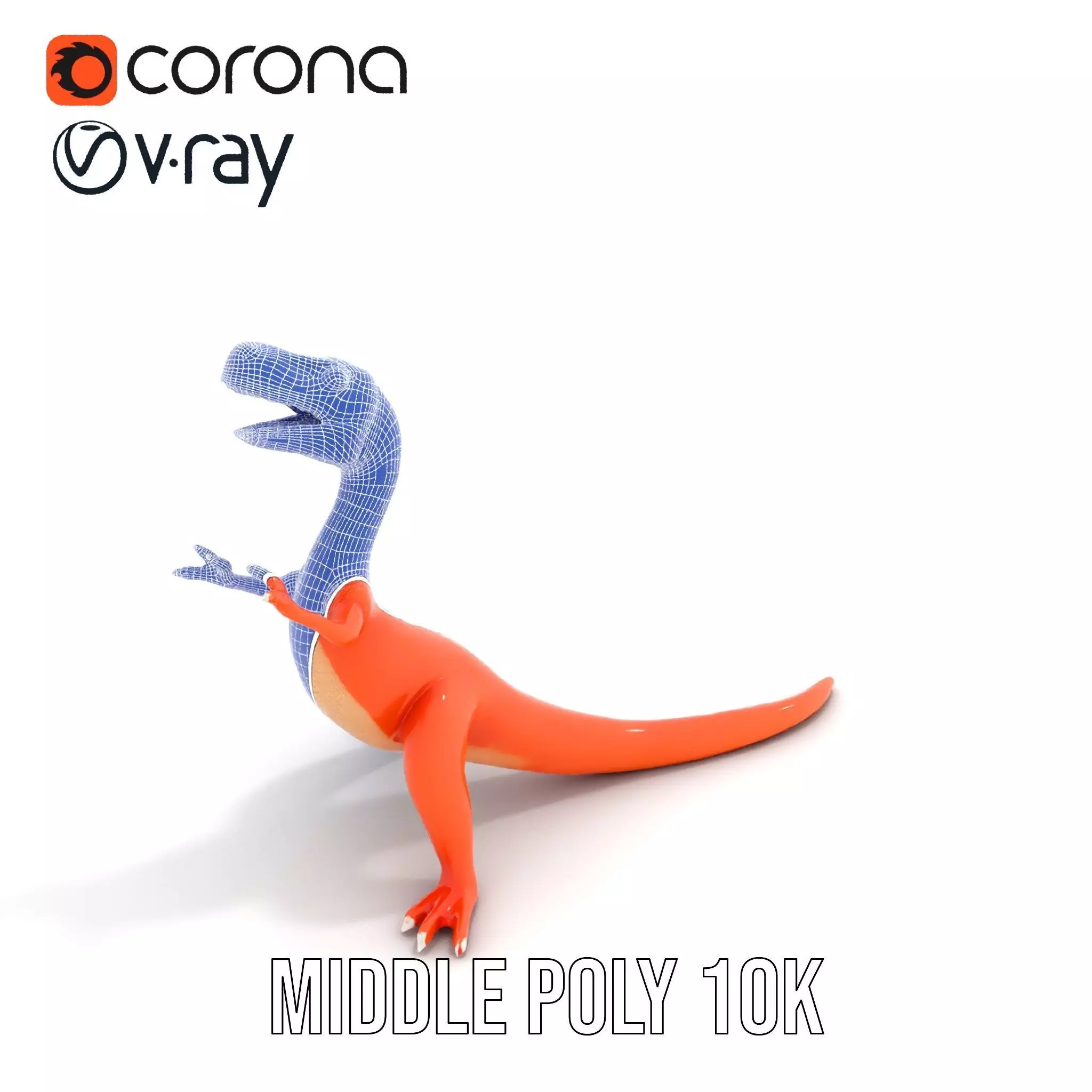 Orange Dinosaur Figure model pack Low-poly 3D model_18