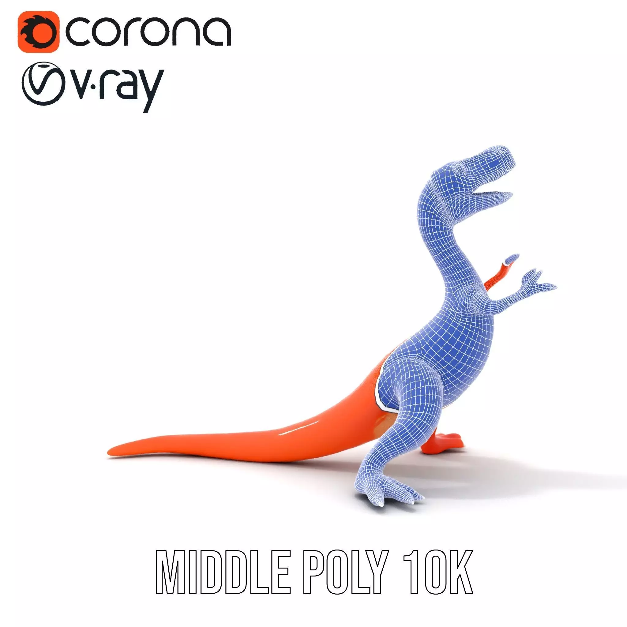 Orange Dinosaur Figure model pack Low-poly 3D model_27