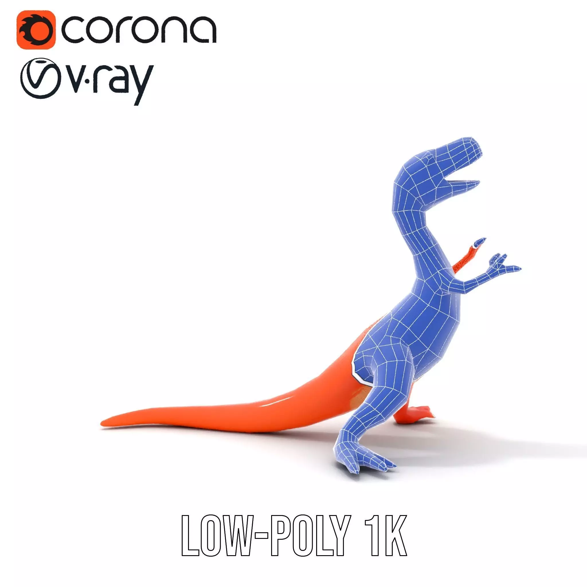 Orange Dinosaur Figure model pack Low-poly 3D model_14