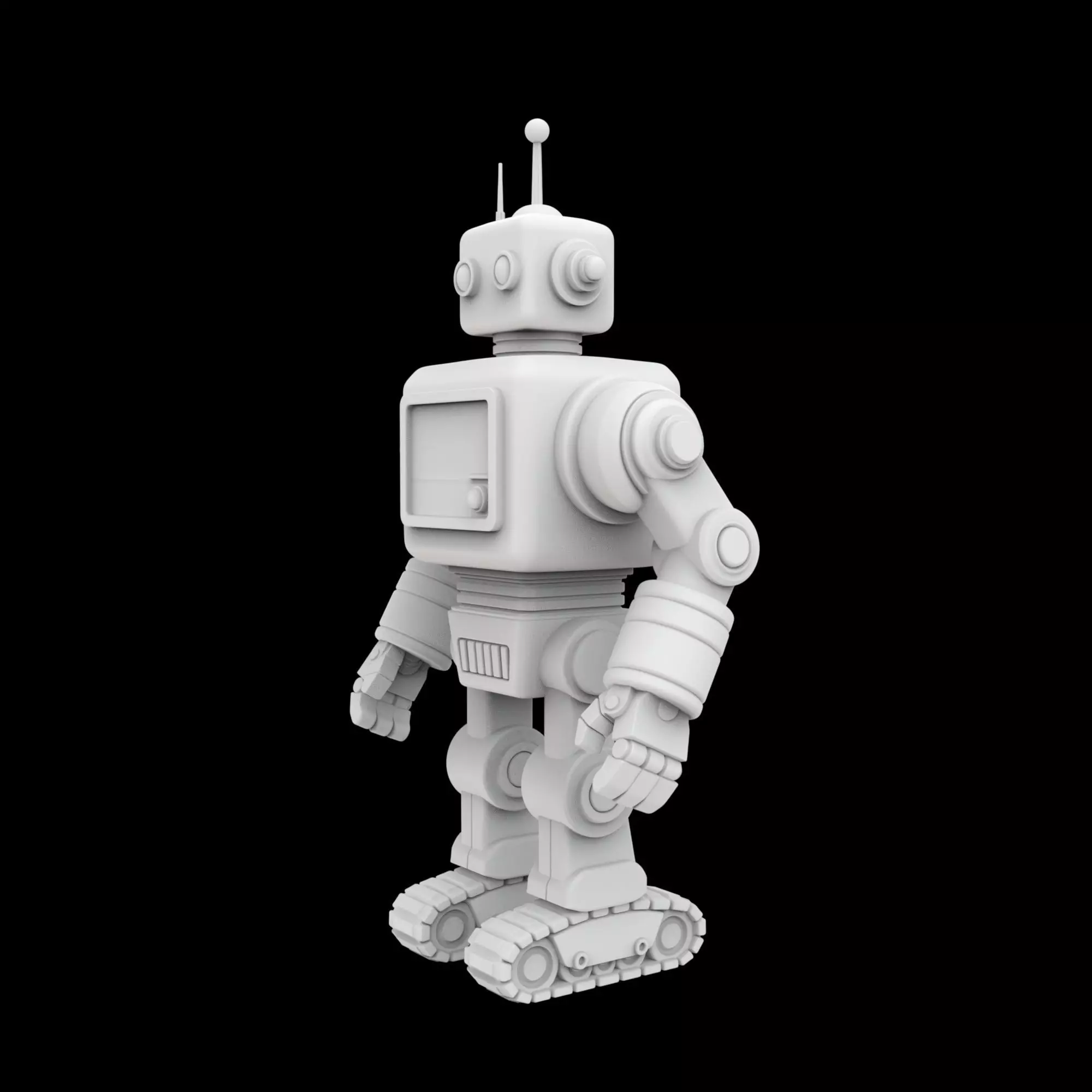 Retro Robot Figurine 3D Print Model 3D print model_1