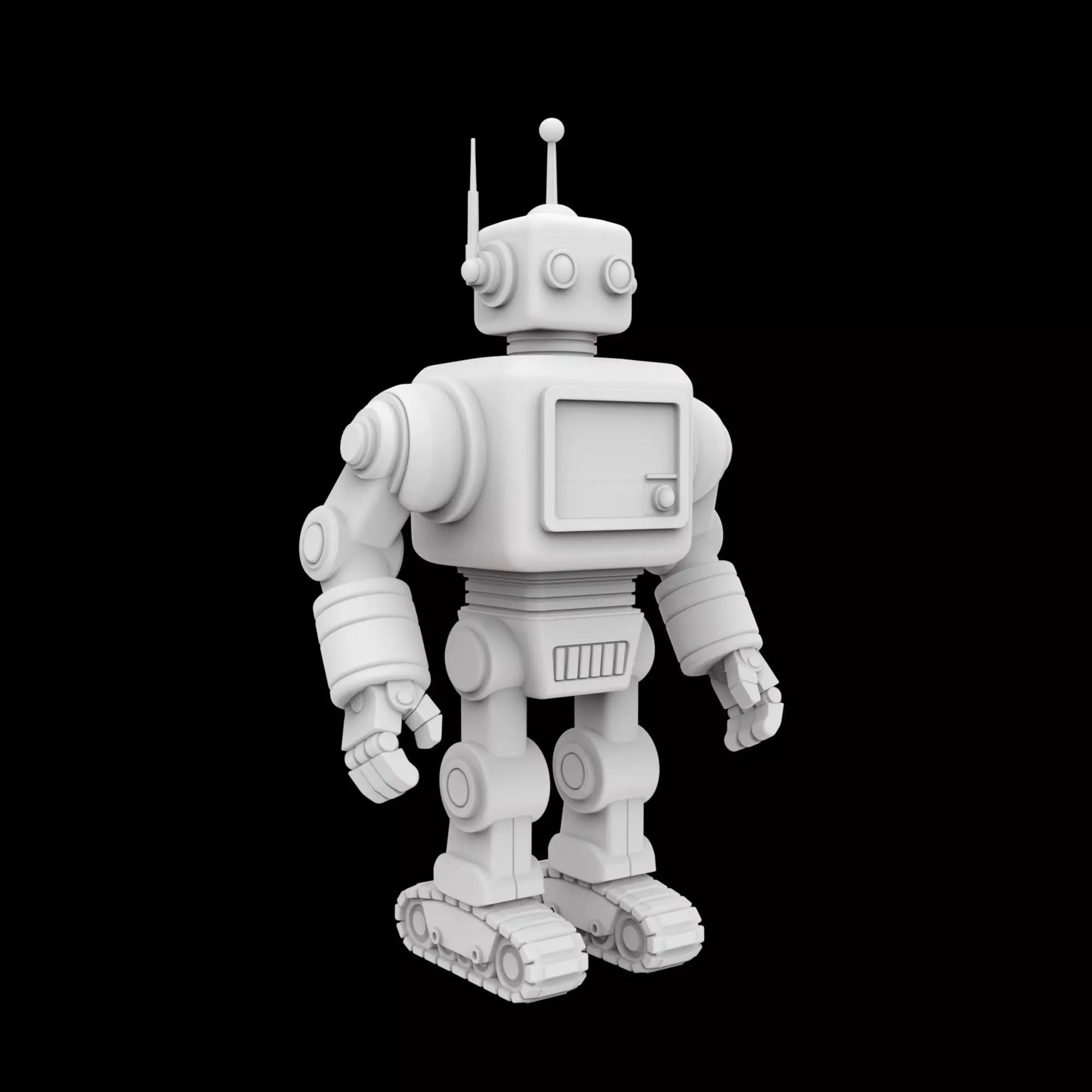 Retro Robot Figurine 3D Print Model 3D print model_4