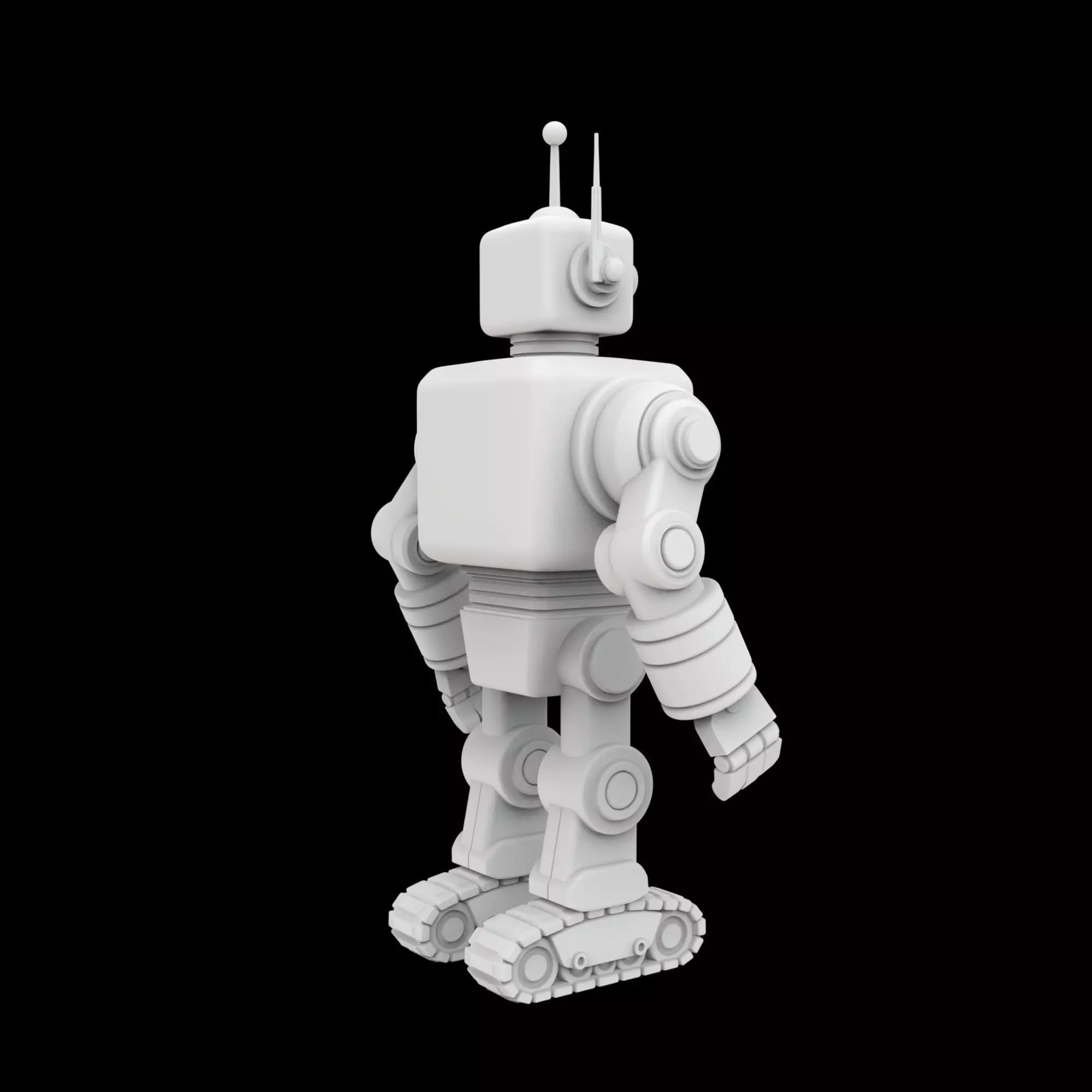 Retro Robot Figurine 3D Print Model 3D print model_3