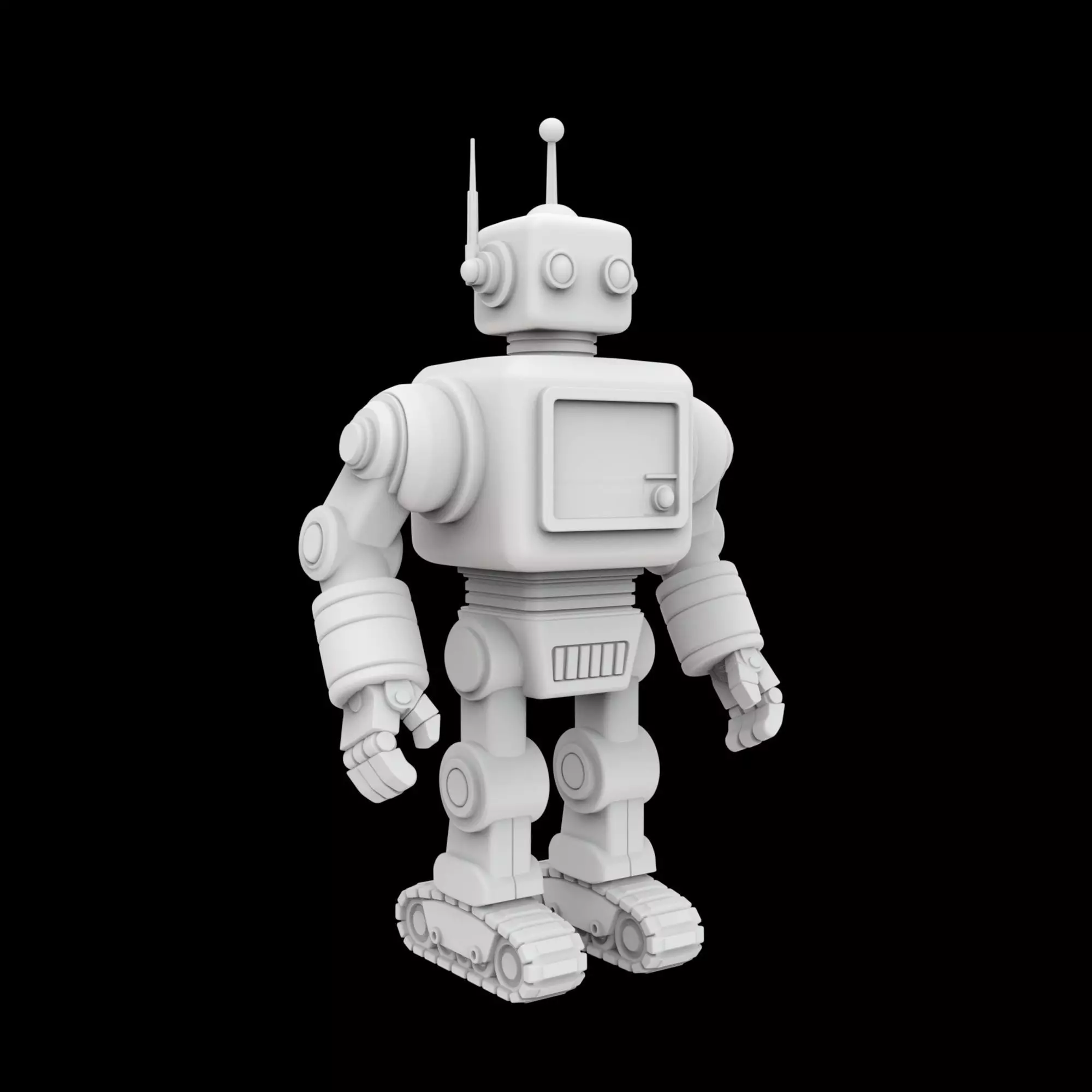 Retro Robot Figurine 3D Print Model 3D print model_0