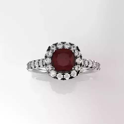 Cushion Halo Ring -  100 points  6 mm - 1-7 mm round Fishtail