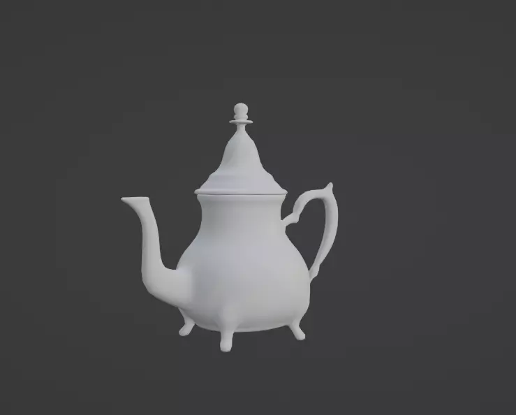 Moroccan Silver Teapot - Traditional Engraved Metal Teapot Low-poly 3D model_7