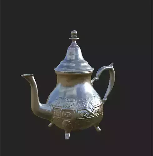 Moroccan Silver Teapot - Traditional Engraved Metal Teapot Low-poly 3D model Moroccan Silver Teapot - Traditional Engraved Metal Teapot Low-poly 3D model