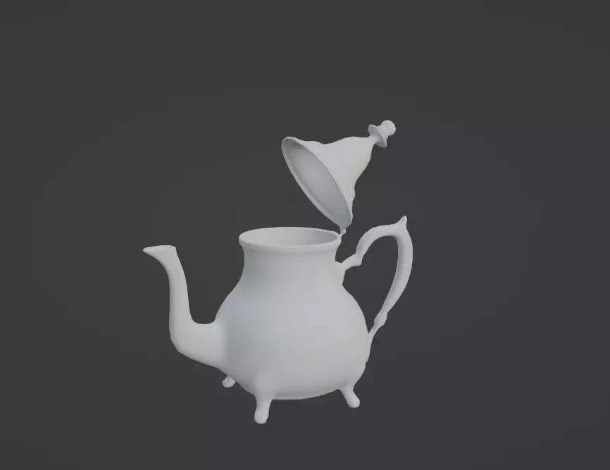 Moroccan Silver Teapot - Traditional Engraved Metal Teapot Low-poly 3D model_8