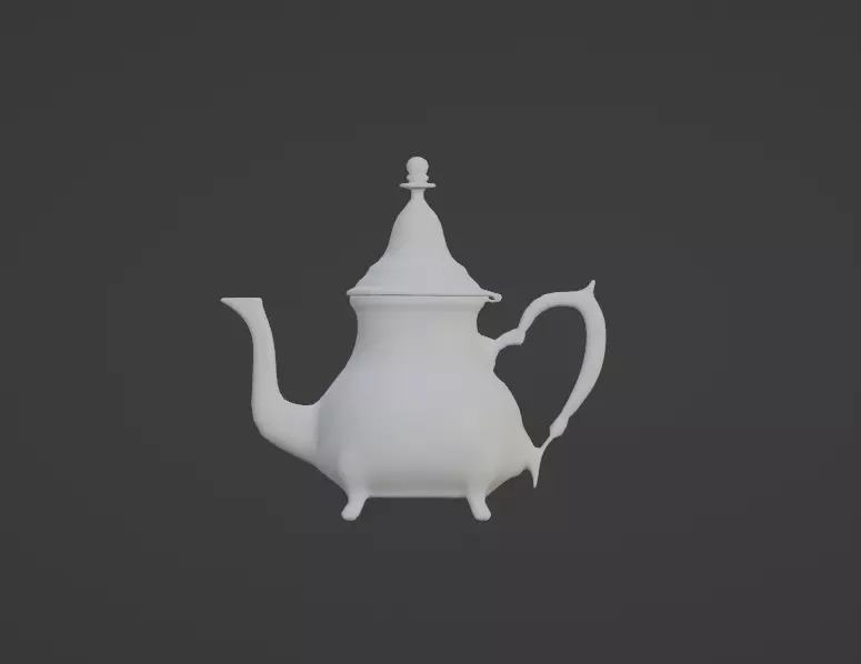 Moroccan Silver Teapot - Traditional Engraved Metal Teapot Low-poly 3D model_6