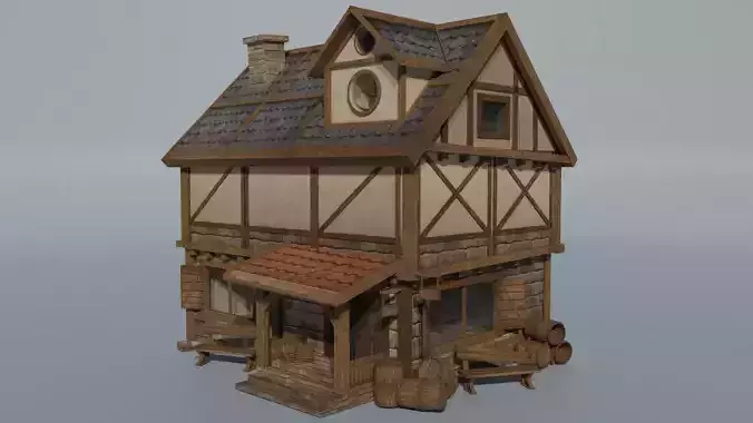 Medieval Modular Houses Kit 3D model