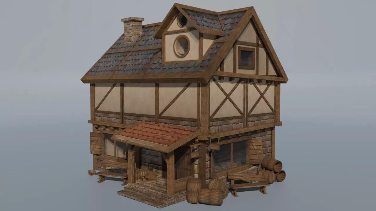 Medieval Modular Houses Kit 3D model