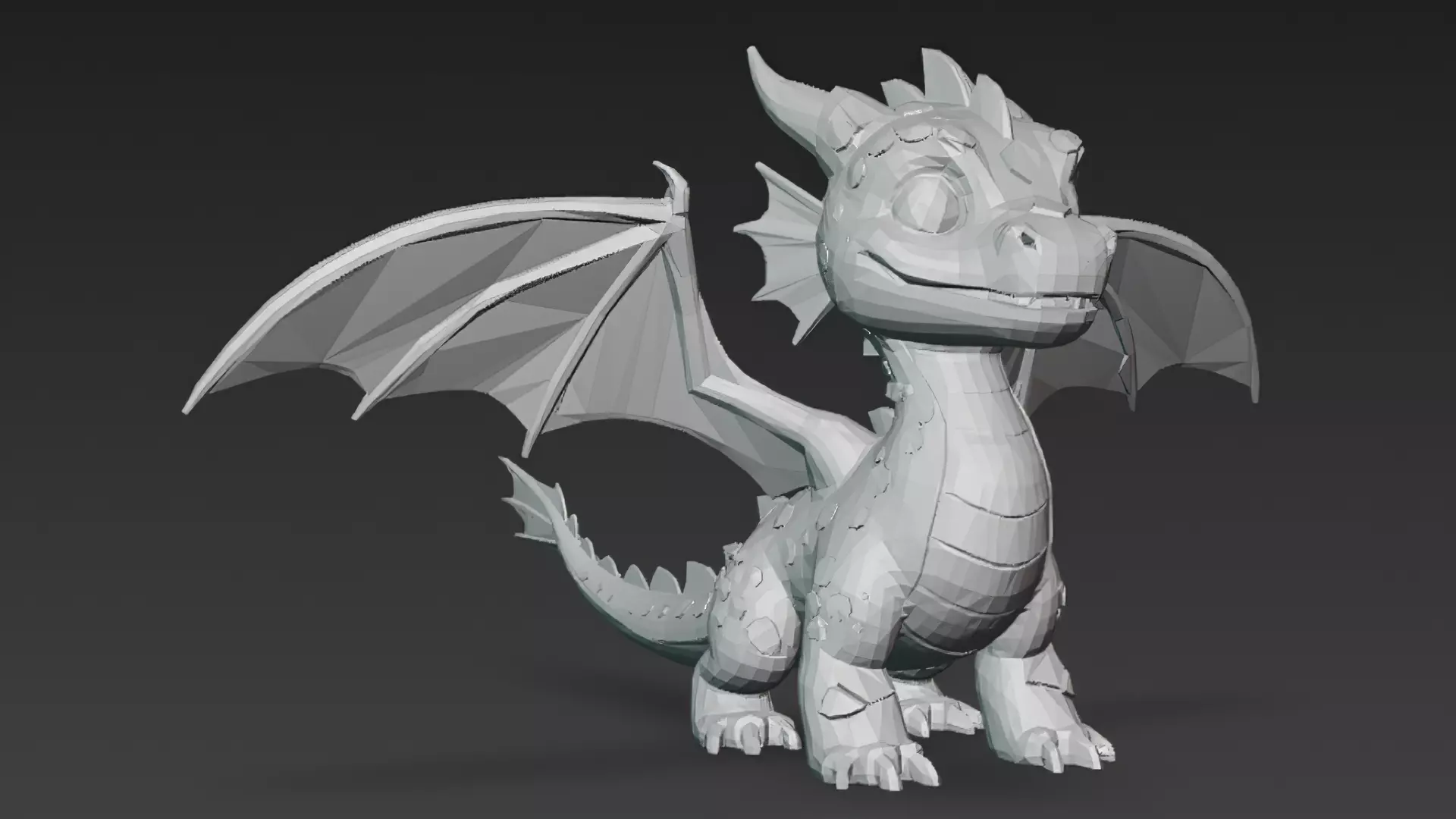 Cartoon Blue Green Dragon 3D Model Low-poly 3D model_9