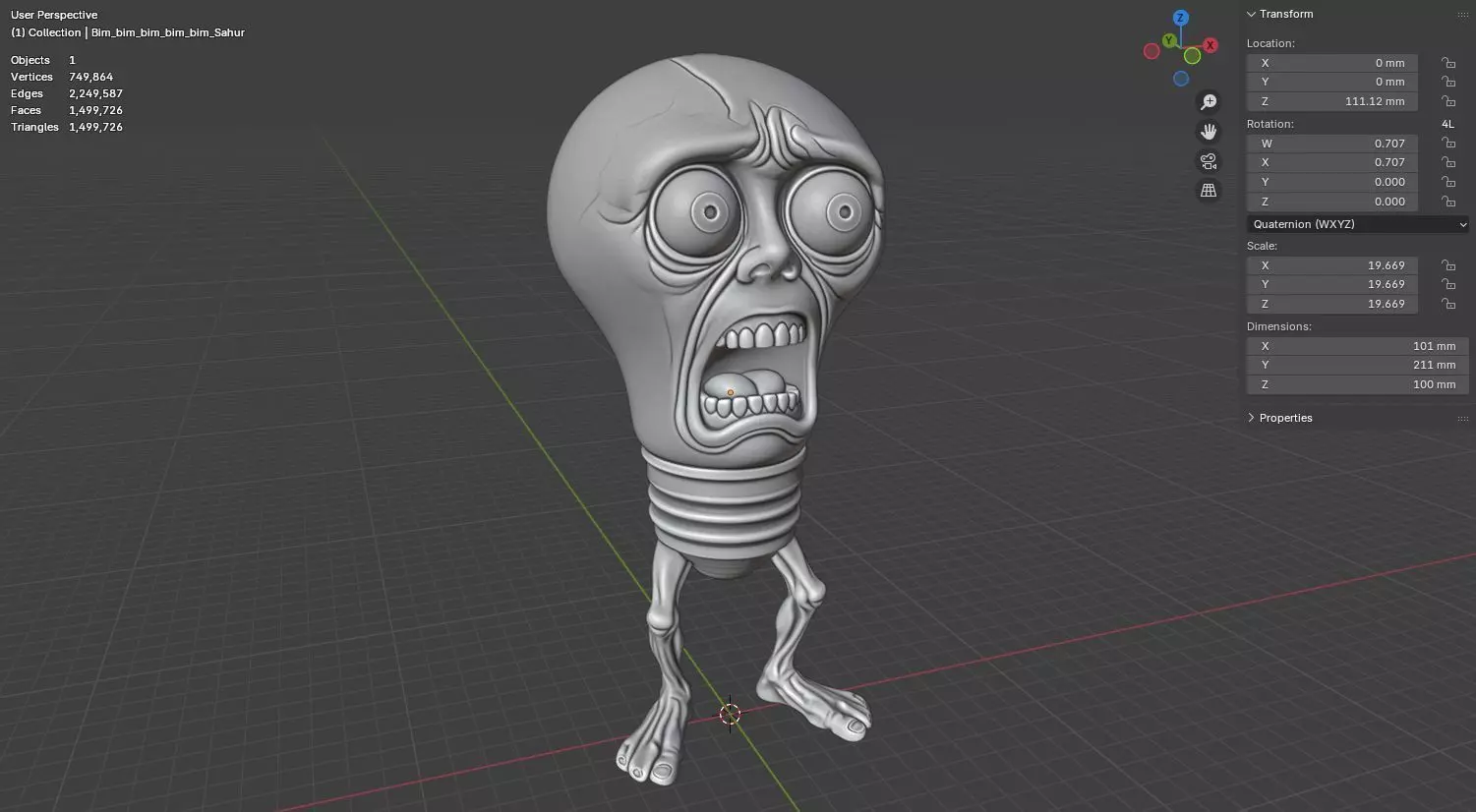 Bim Bim Bim Bim Bim Sahur New Brainrot 3D model for 3D printing 3D print model_17