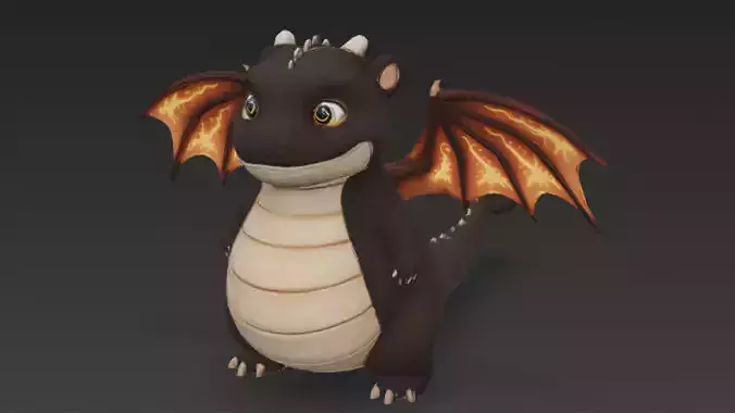 Cartoon Brown Dragon 3D Model