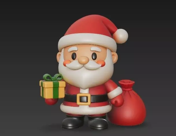 Chibi Santa Claus 3D Figurine Cute Christmas Desk Decoration 3D print model_2