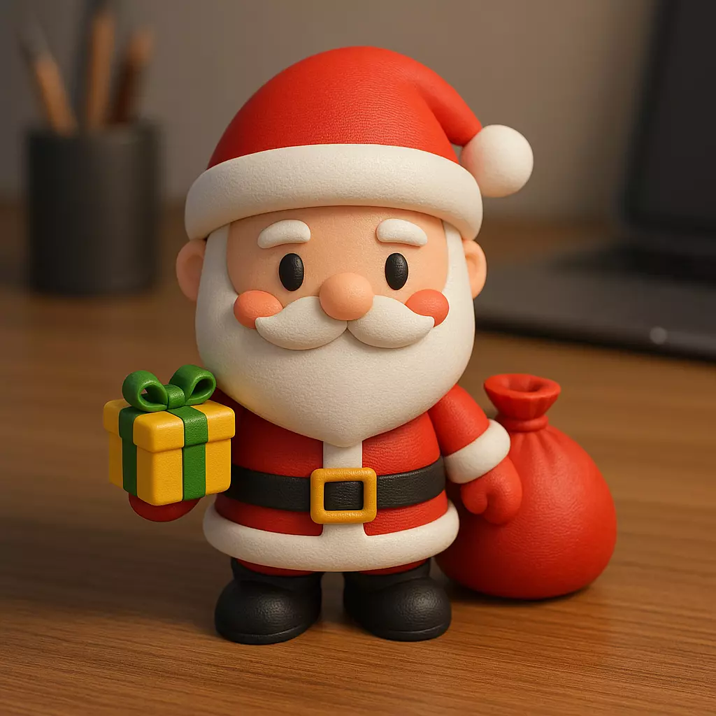 Chibi Santa Claus 3D Figurine Cute Christmas Desk Decoration 3D print model_0