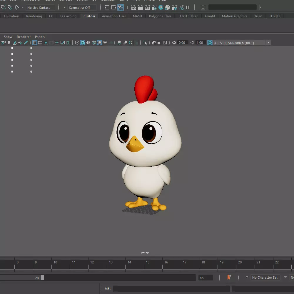 Chicken Cartoon 02 3D model_16