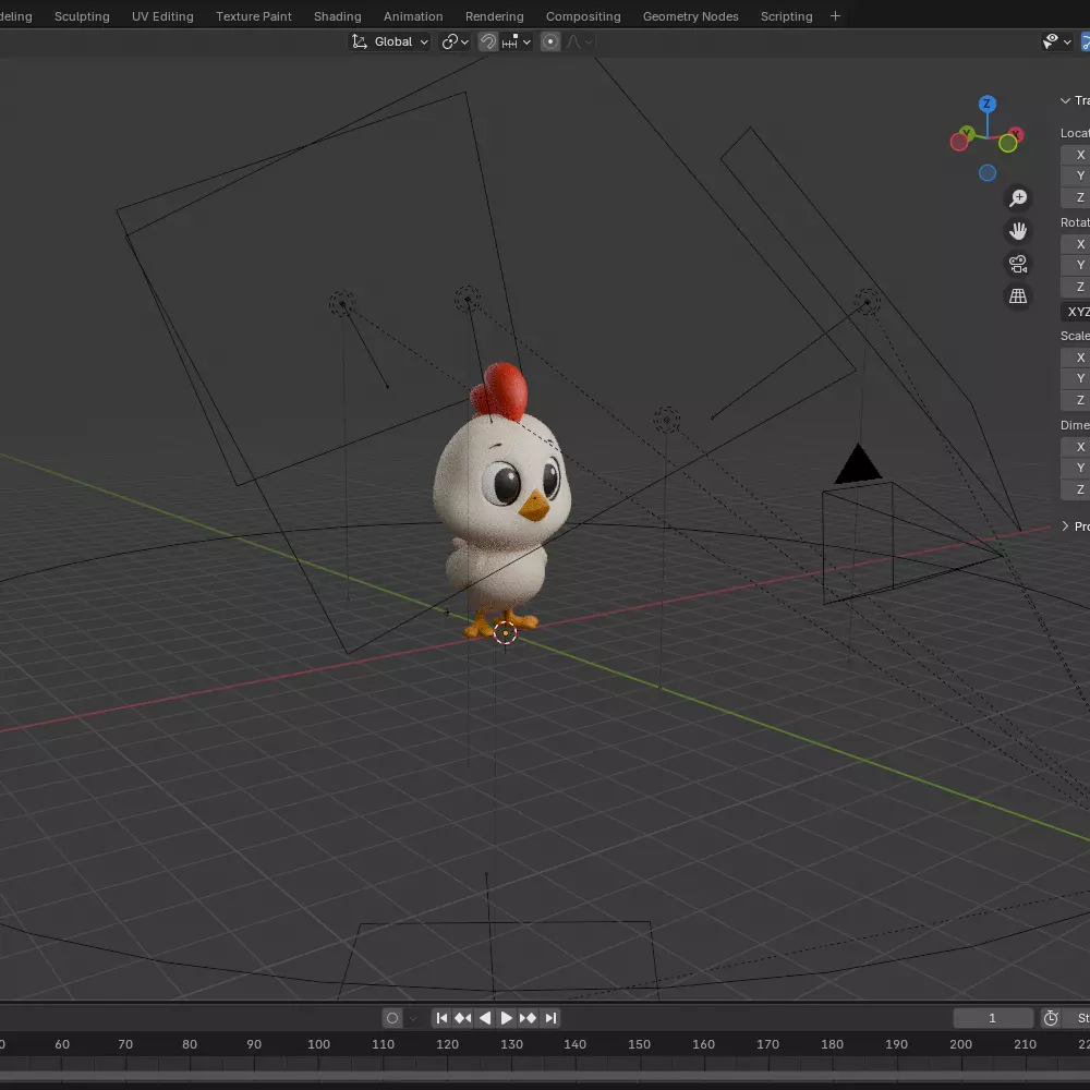 Chicken Cartoon 02 3D model_19