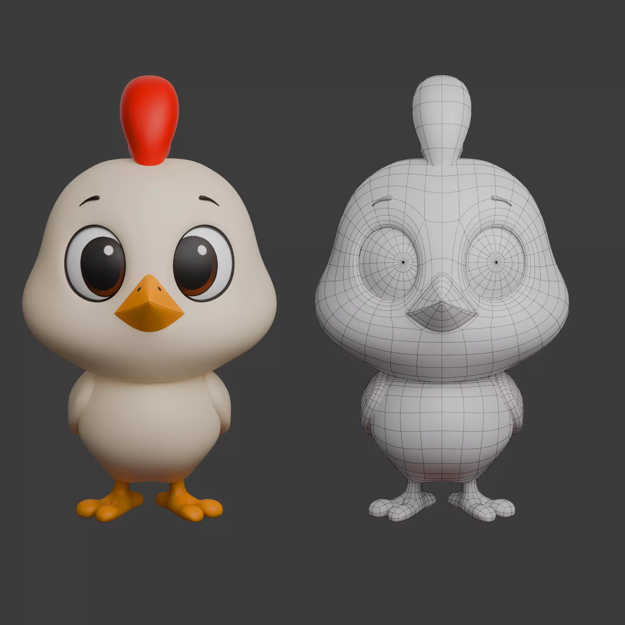 Chicken Cartoon 02 3D model_1