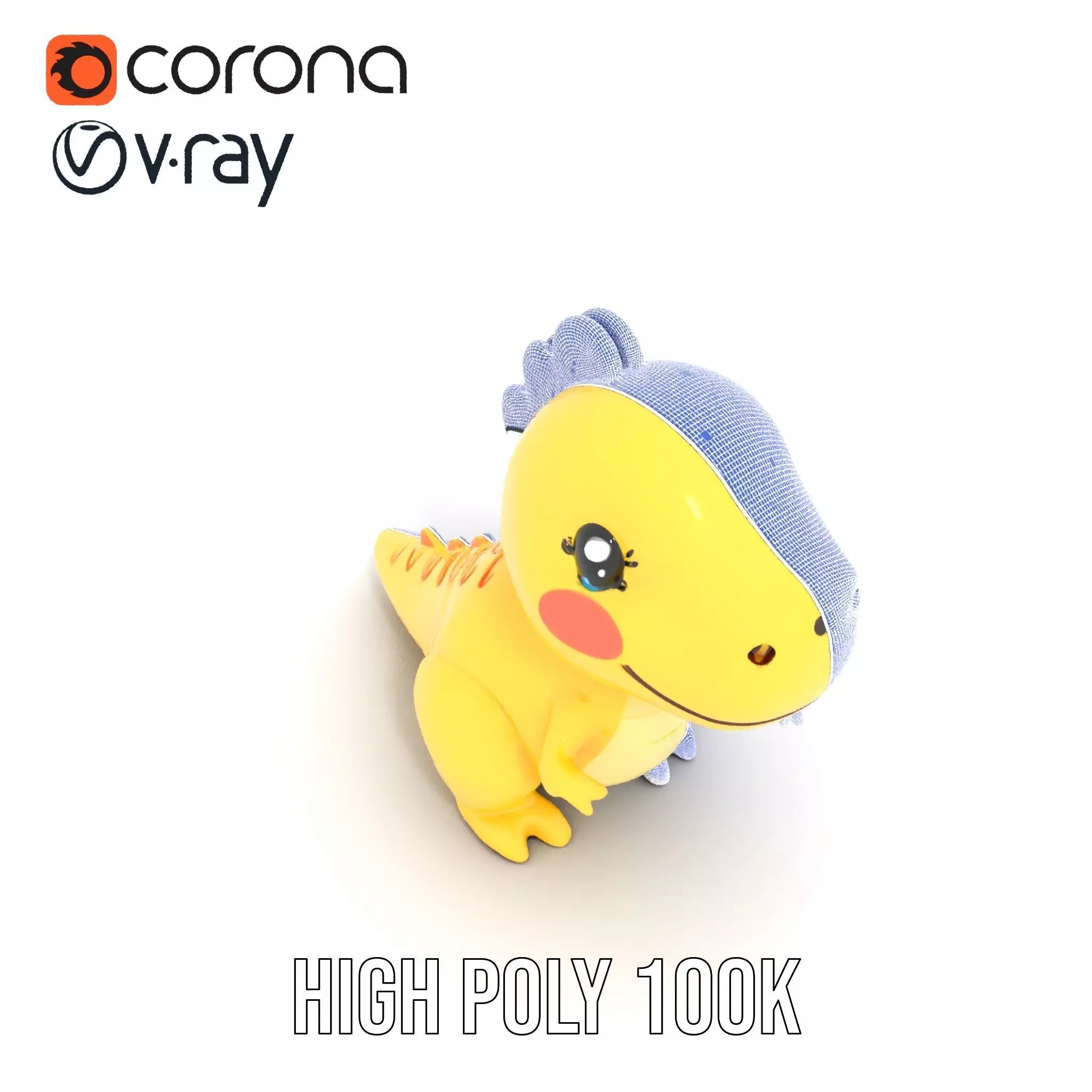 Cheerful Yellow Dinosaur model pack Low-poly 3D model_32