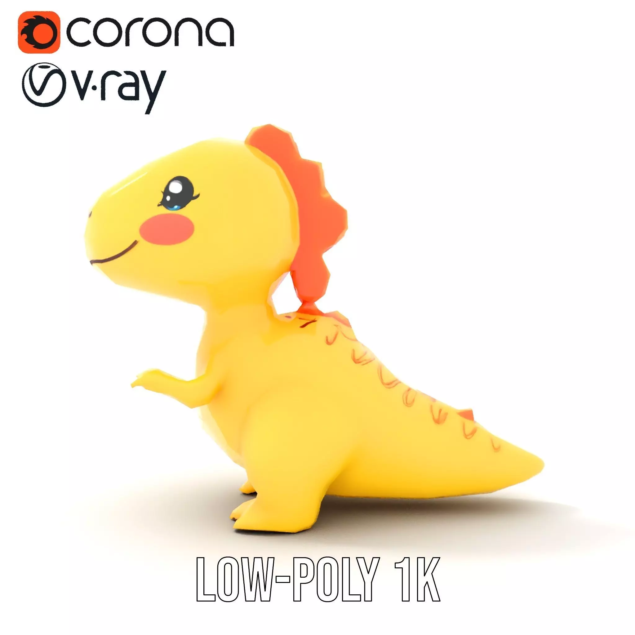 Cheerful Yellow Dinosaur model pack Low-poly 3D model_26