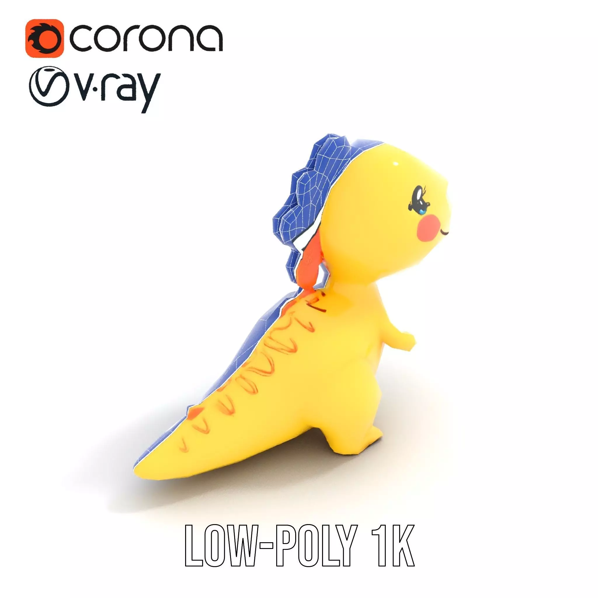 Cheerful Yellow Dinosaur model pack Low-poly 3D model_23