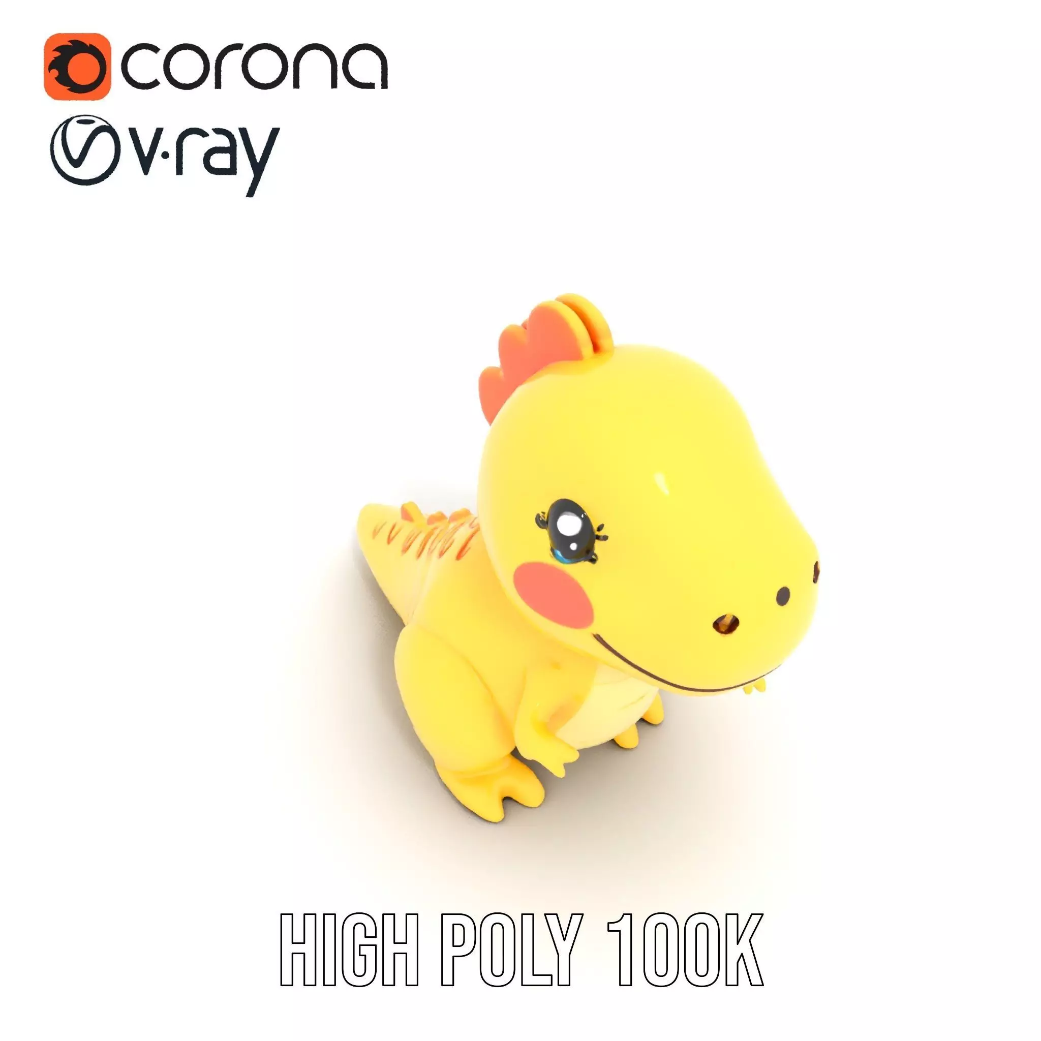 Cheerful Yellow Dinosaur model pack Low-poly 3D model_21