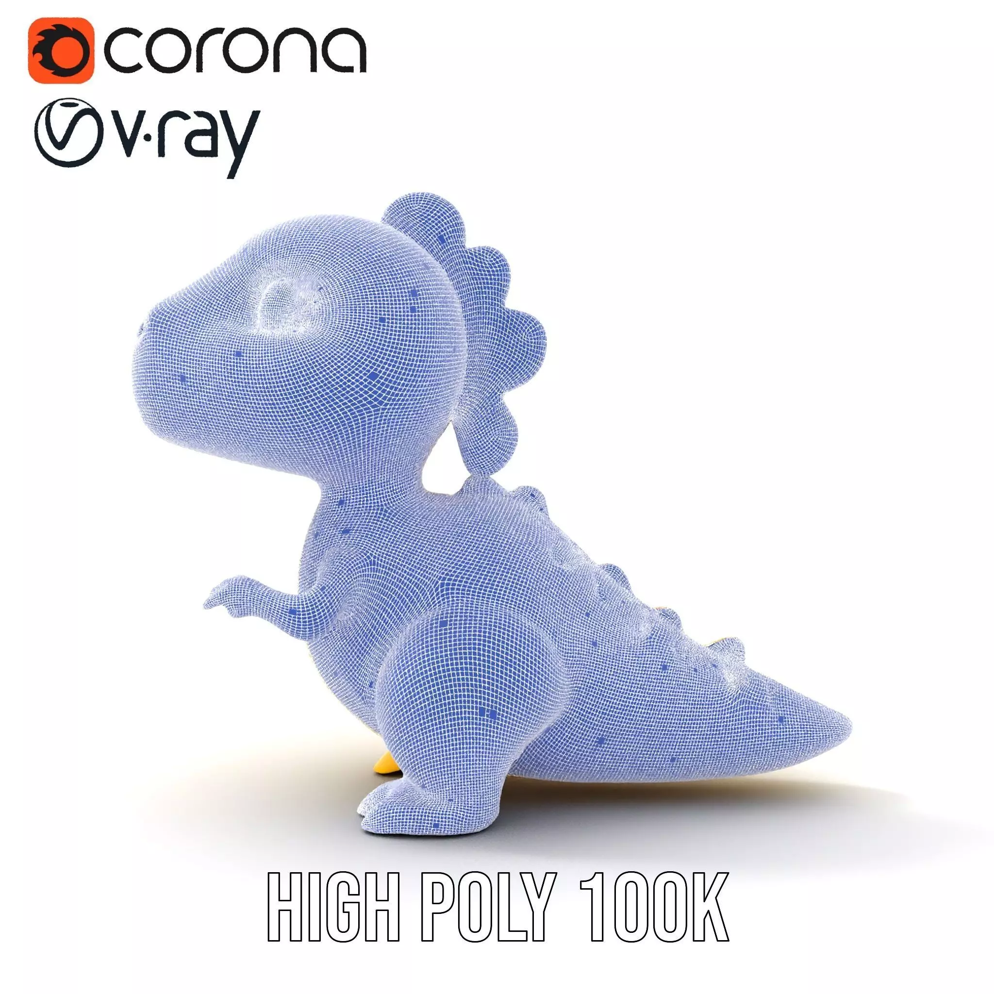 Cheerful Yellow Dinosaur model pack Low-poly 3D model_13