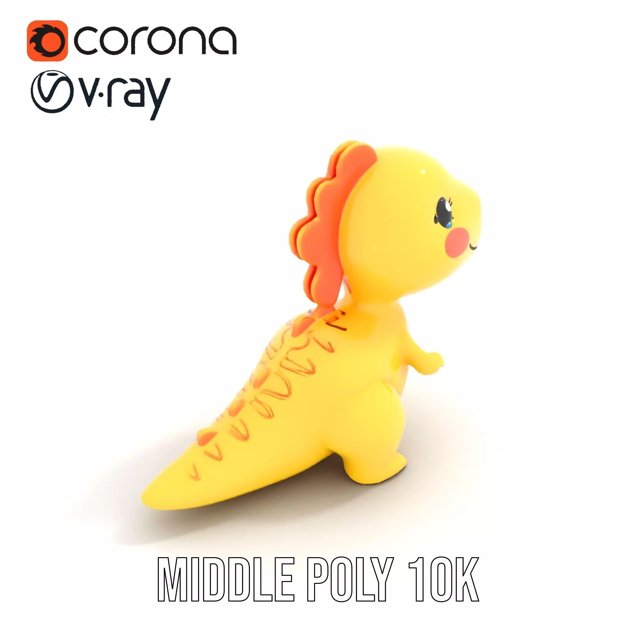 Cheerful Yellow Dinosaur model pack Low-poly 3D model_6