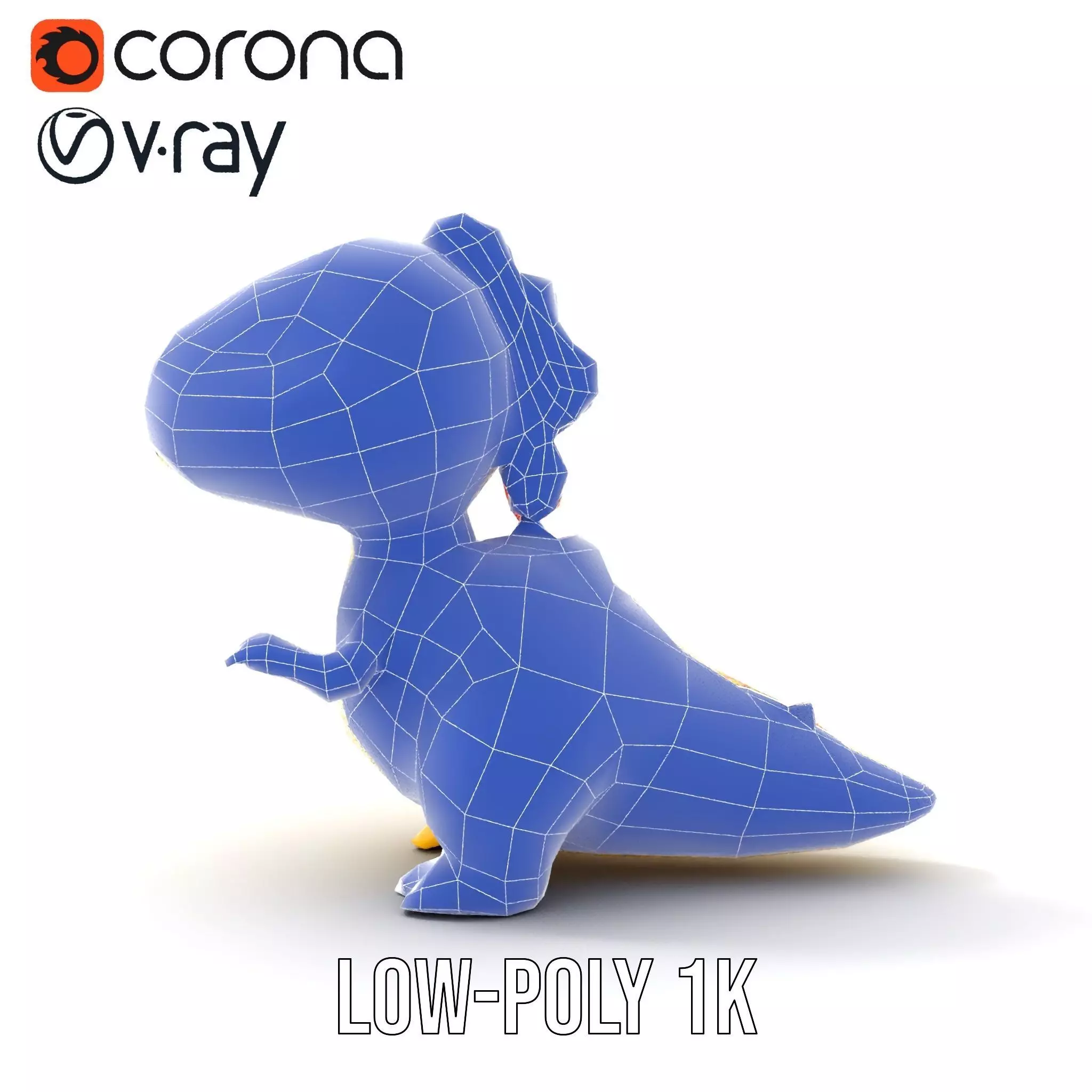 Cheerful Yellow Dinosaur model pack Low-poly 3D model_31