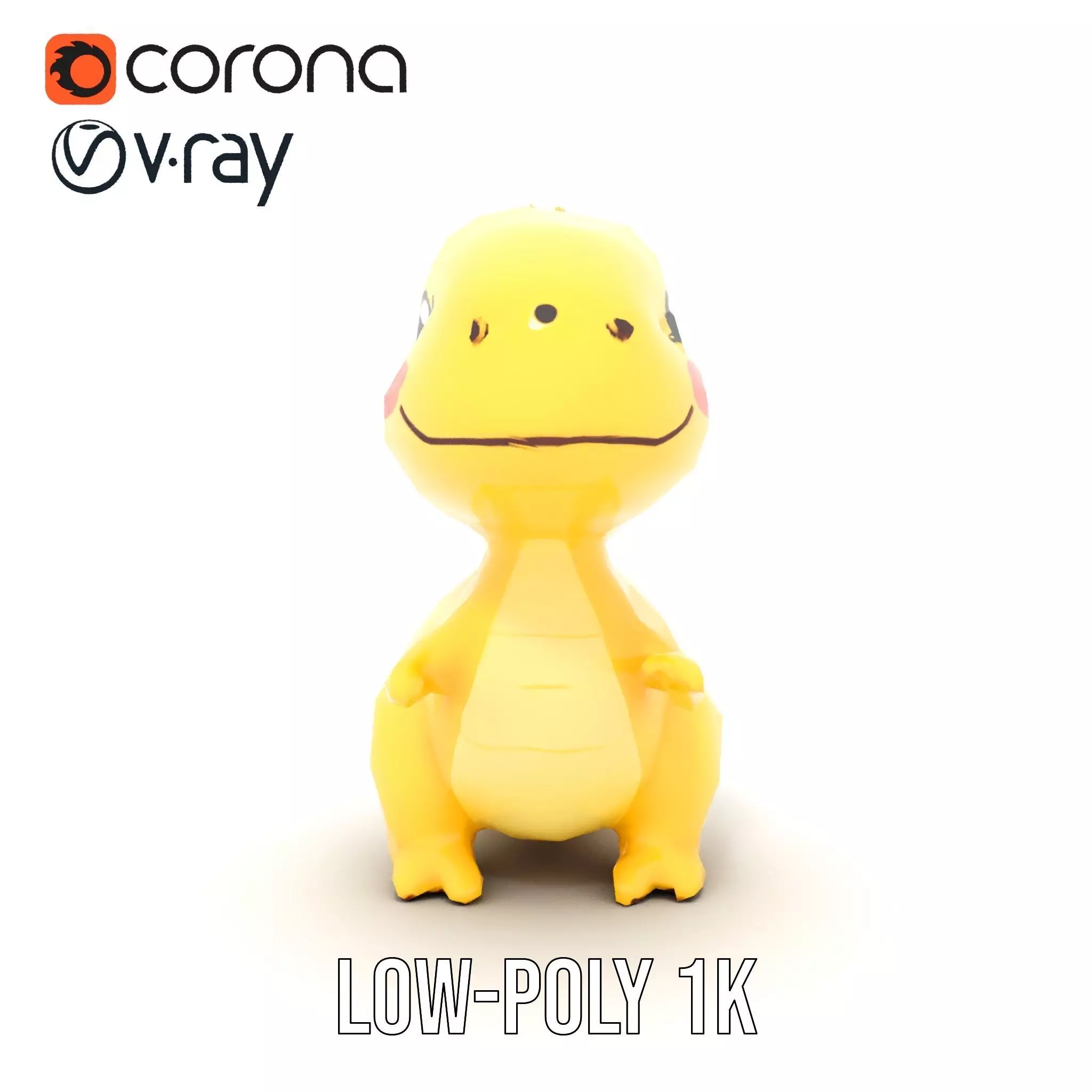 Cheerful Yellow Dinosaur model pack Low-poly 3D model_7