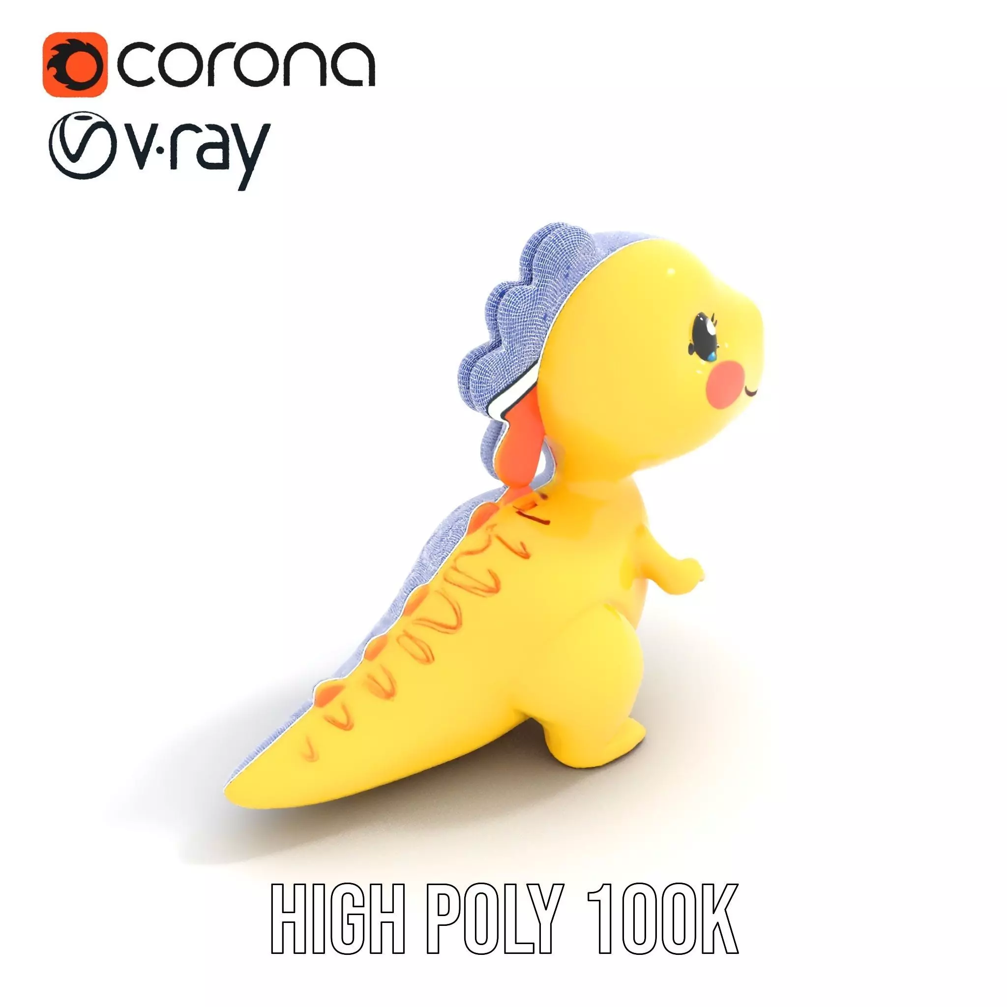 Cheerful Yellow Dinosaur model pack Low-poly 3D model_24