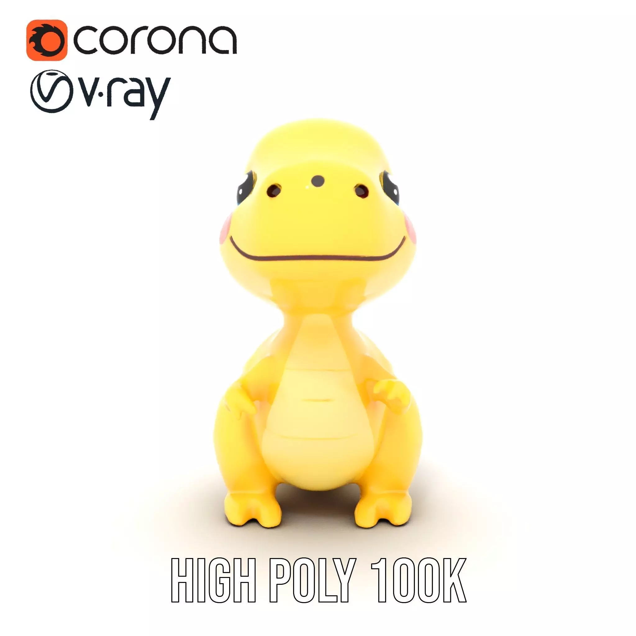 Cheerful Yellow Dinosaur model pack Low-poly 3D model_18