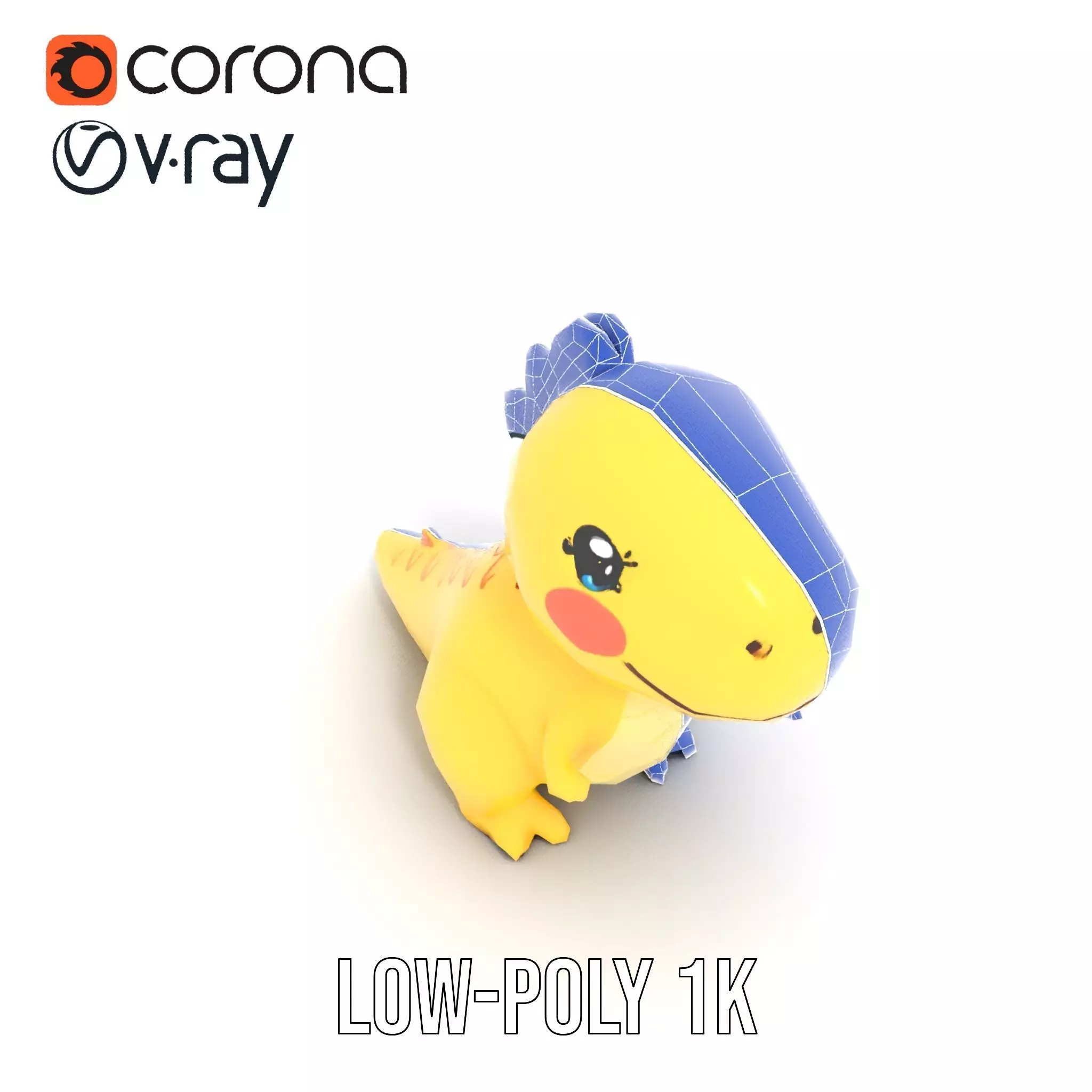 Cheerful Yellow Dinosaur model pack Low-poly 3D model_17