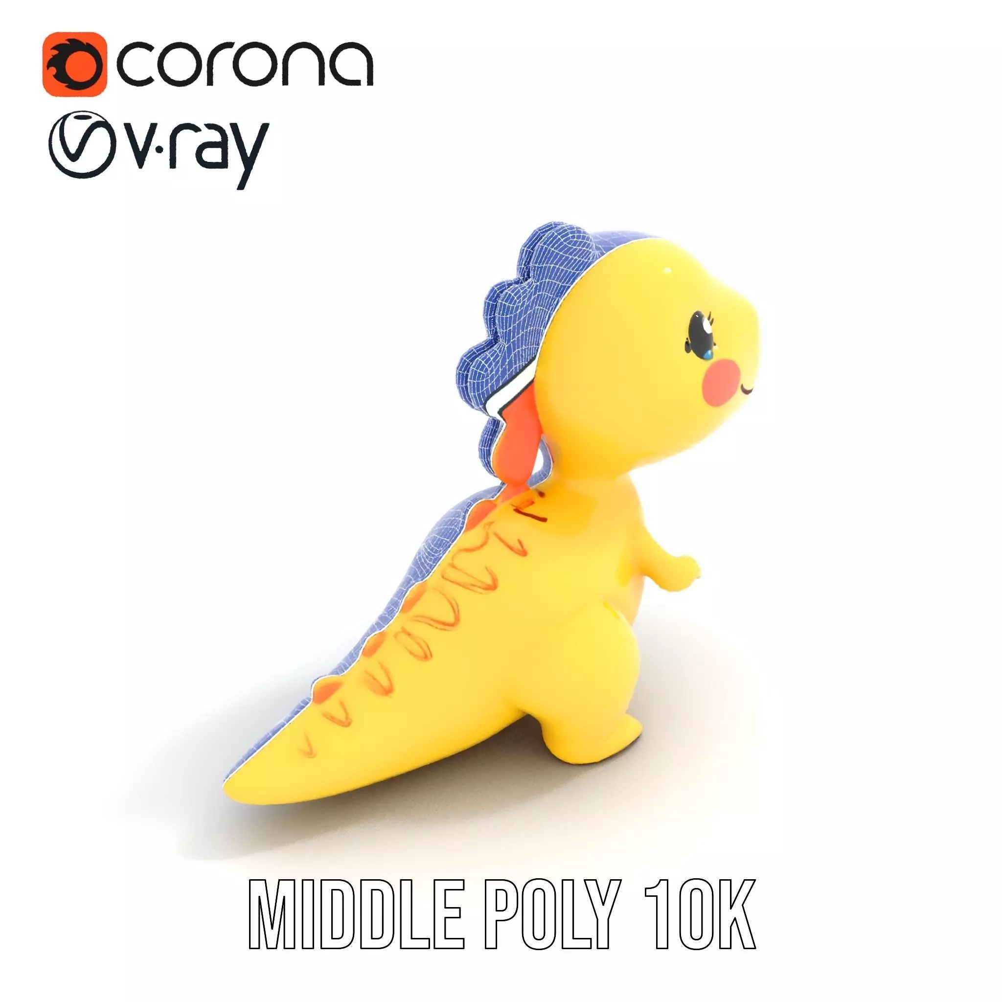 Cheerful Yellow Dinosaur model pack Low-poly 3D model_11